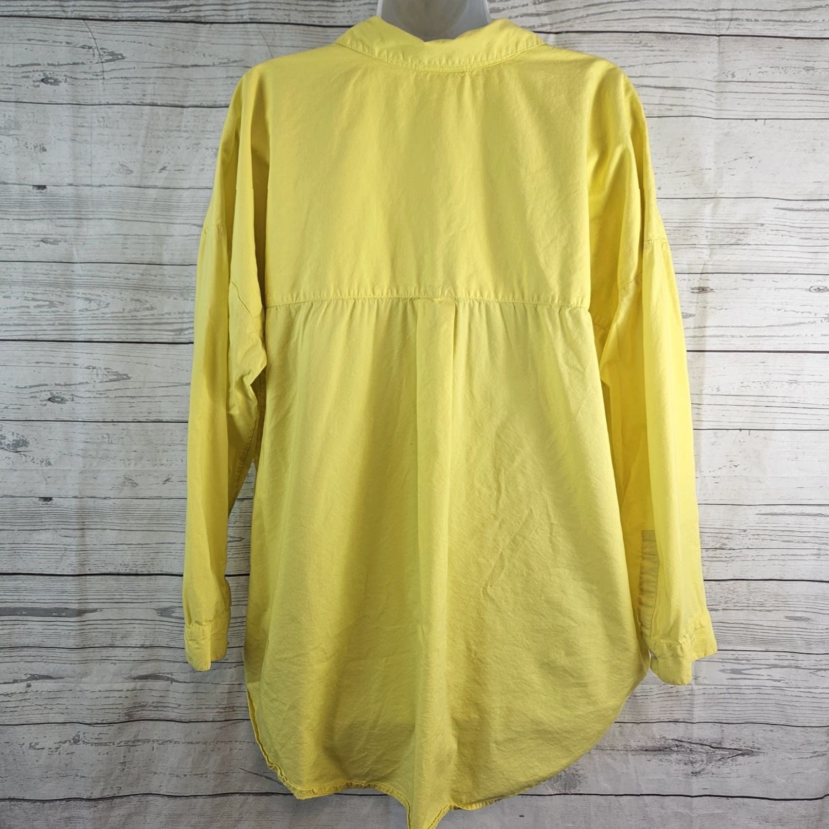 J. Jill J Jill Womens Popover Top Shirt XL Yellow Solid Long Sleeve Cotton Blend Womens Blouse Size XL / US 12-14 / IT 48-50 - 3 Thumbnail