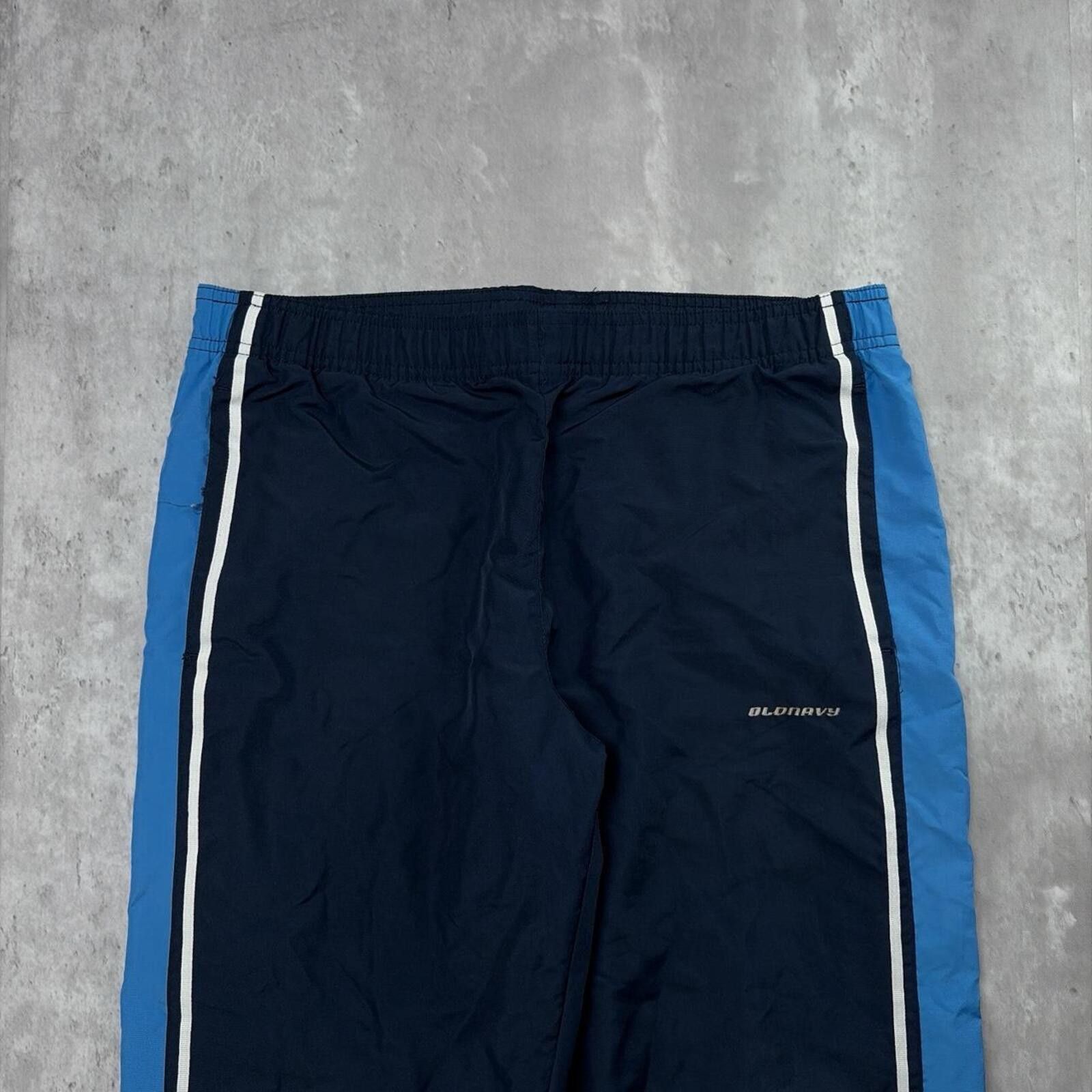 Old Navy Y2K Navy Old Navy Grunge Striped Distressed Baggy Trackpants Size 32" / US 10 / IT 46 - 3 Thumbnail