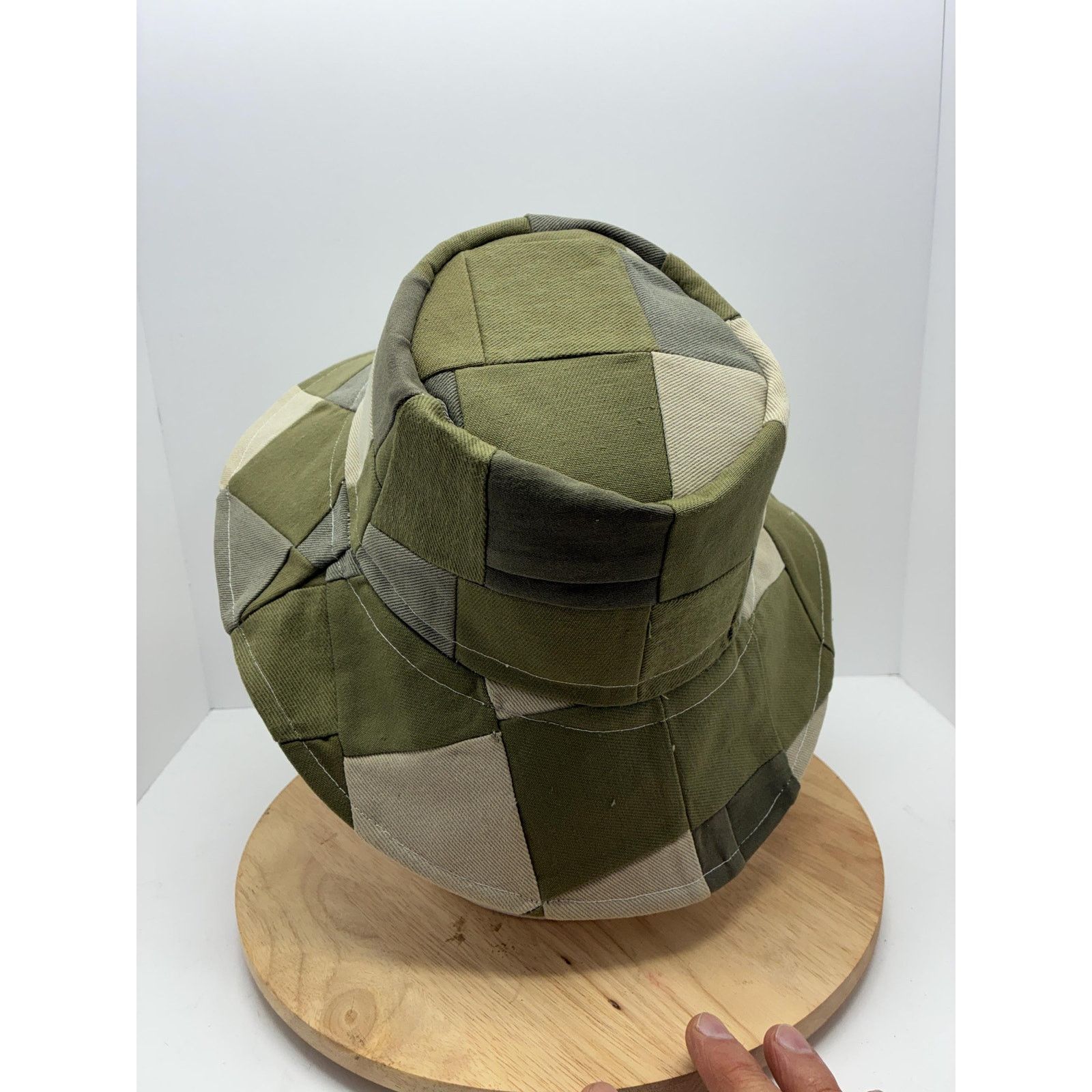 Other Handmade Patchwork Bucket Hat, Olive Green Neutral Hat, Wool Size ONE SIZE - 7 Thumbnail