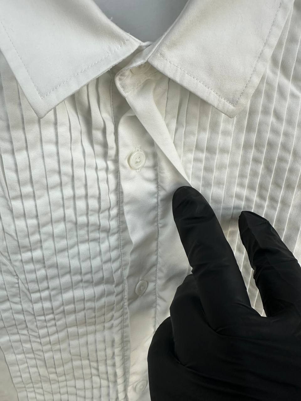Sandro Sandro Paris White Pleated Front Tuxedo Shirt 100% Cotton Size US M / EU 48-50 / 2 - 9 Thumbnail