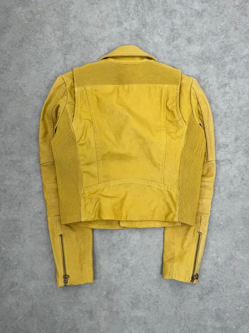 Balmain AW2012 Pierre Balmain Yellow Perfecto Leather Biker Jacket Size S / US 4 / IT 40 - 9 Thumbnail