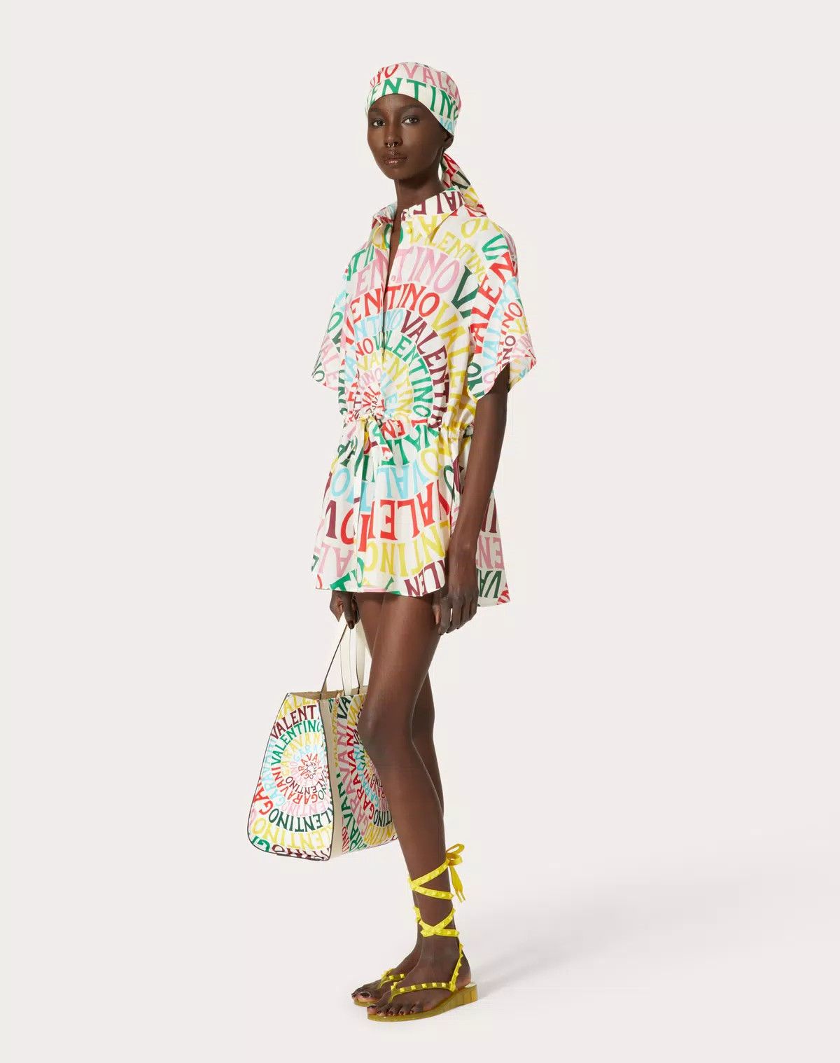 Valentino o1s1wg110625 Loop Poplin Dress in Multicolor Size M / US 6-8 / IT 42-44 - 3 Thumbnail