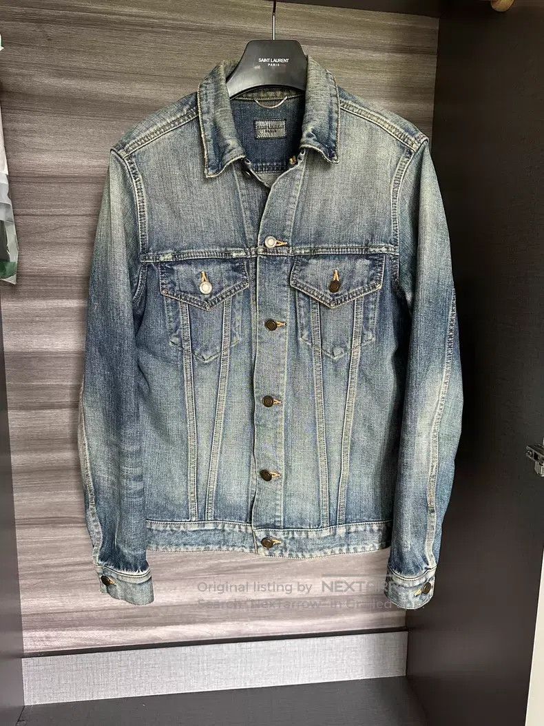Saint Laurent Paris Saint Laurent Paris Shark Embroidered Washed Denim Jacket Size US M / EU 48-50 / 2 - 1 Thumbnail