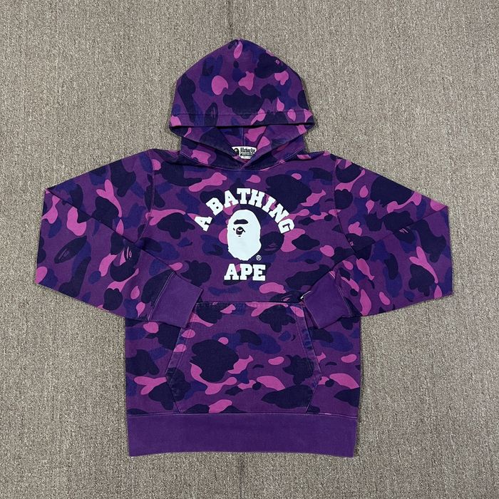 Bape color camo online college pullover hoodie purpl