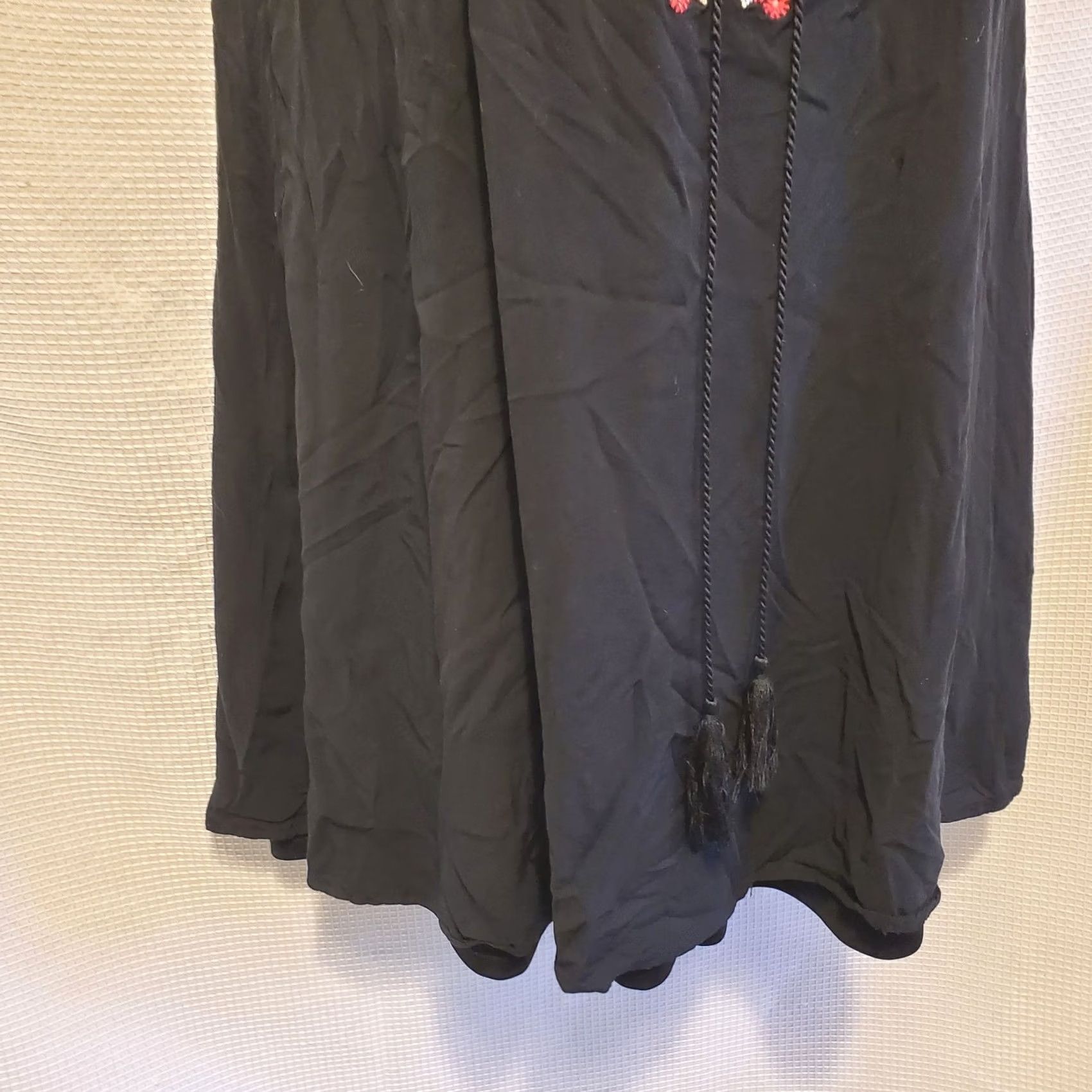 Vintage Savanna Jane Womens Dress Small Black Floral Embroidered Boho Mini Size S / US 4 / IT 40 - 5 Thumbnail