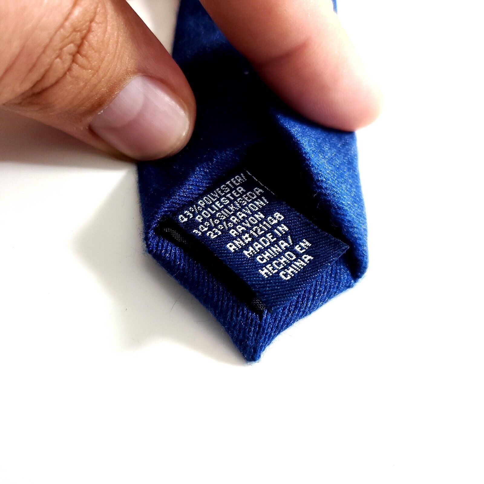 J Ferrar JF J. Jerrar Polyester Rayon Solid Blue Skinny Silk Tie Size ONE SIZE - 4 Thumbnail