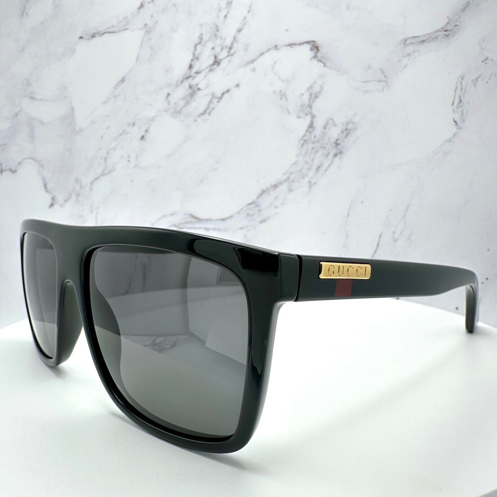 Gucci New GUCCI Sunglasses Black Square Aviator Gold Plate Size ONE SIZE - 4 Thumbnail
