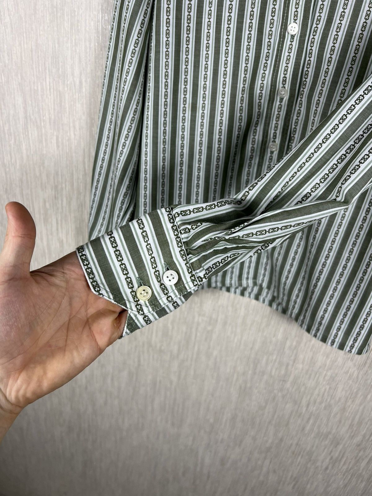 Celine Vintage Celine striped chain logo button up shirt luxury Size S / US 4 / IT 40 - 8 Thumbnail
