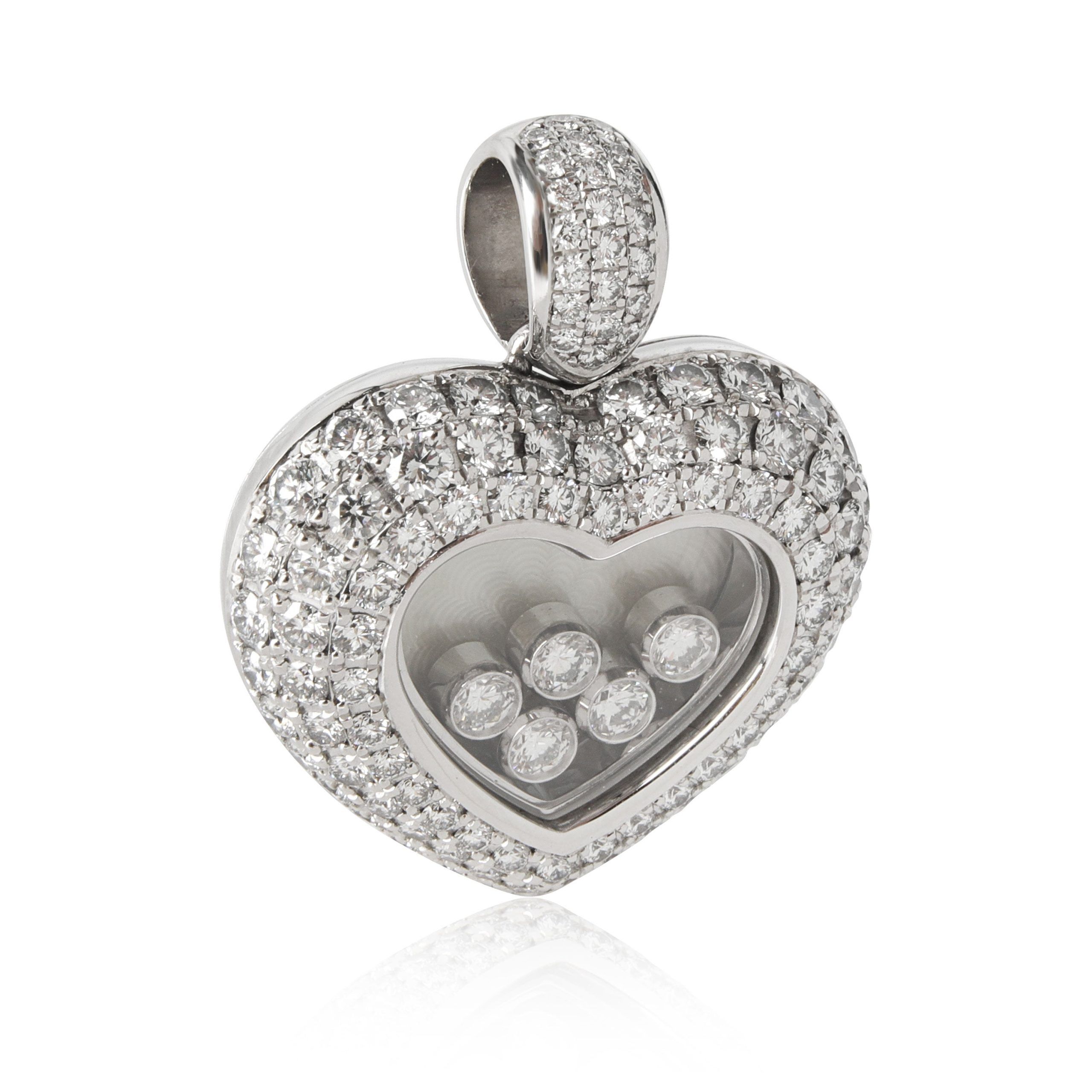 image of Chopard Happy Heart Diamond Pendant In 18K White Gold 2.64 Ctw, Women's