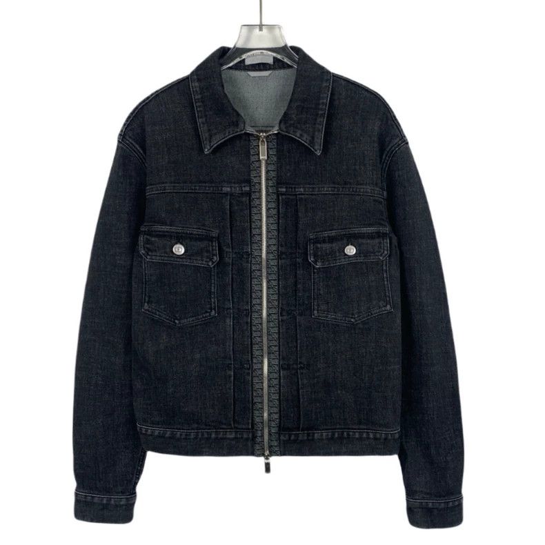 Black Dior Denim Jacket with Zip Closure-dmc