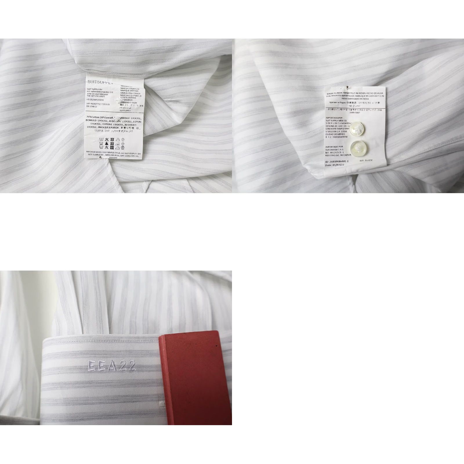 Suitsupply Suitsupply Formal Shirt Men's LARGE Pinstripe Grey Club Collar Shirt Size 42R - 8 Thumbnail
