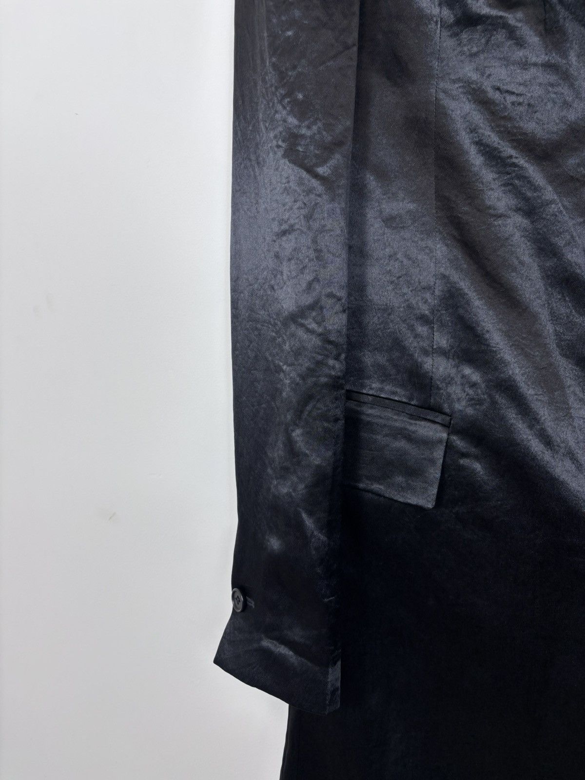 Blk Dnm BLK DNM Men’s Black Satin Long Blazer Jacket Tuxedo Coat Size 40R - 4 Thumbnail