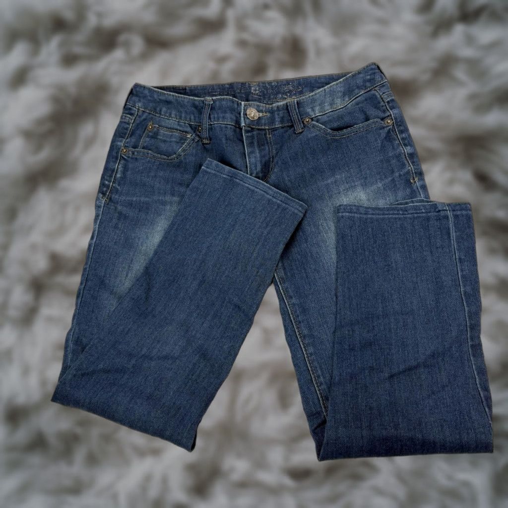 Express Express Jeans Womens 4 Medium Wash Blue Low Rise Cropped 30x24 Embroidered Denim Size 27" / US 4 / IT 40 - 1 Thumbnail