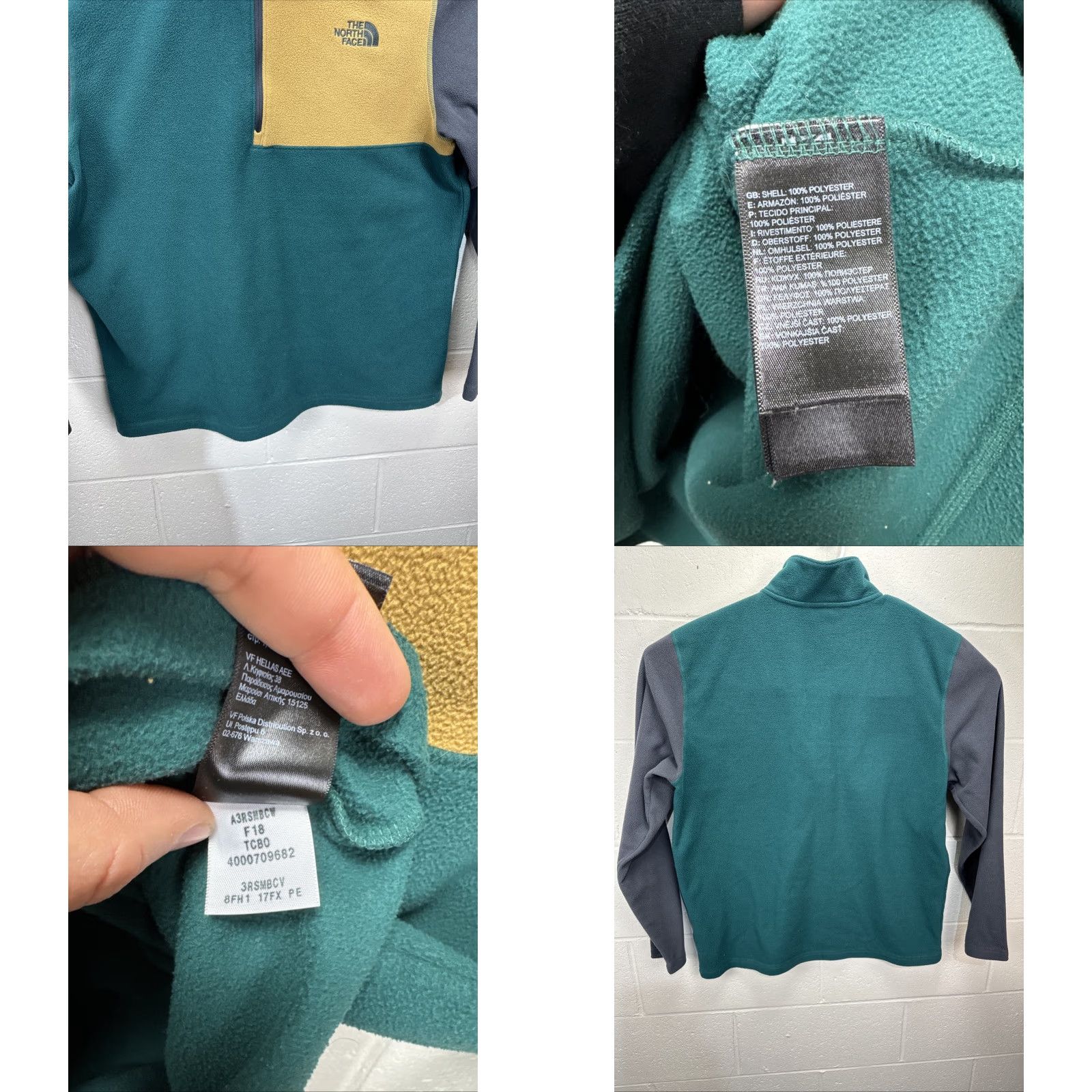The North Face The North Face Fleece Sweater Men L Gray Green Colorblock 1/4 Pullover Color Block Size US L / EU 52-54 / 3 - 8 Thumbnail