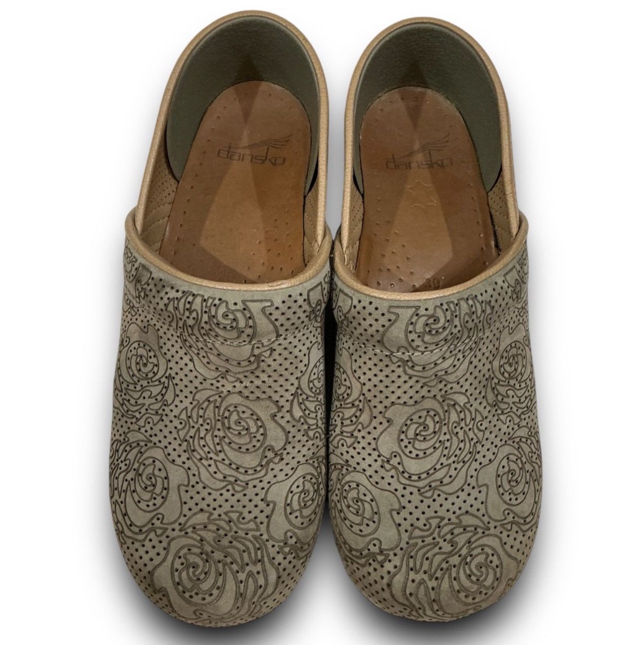 Dansko Dansko Professional Floral Nubuck Sage Nursing Clogs Slip On Size US 8.5 / IT 38.5 - 4 Thumbnail