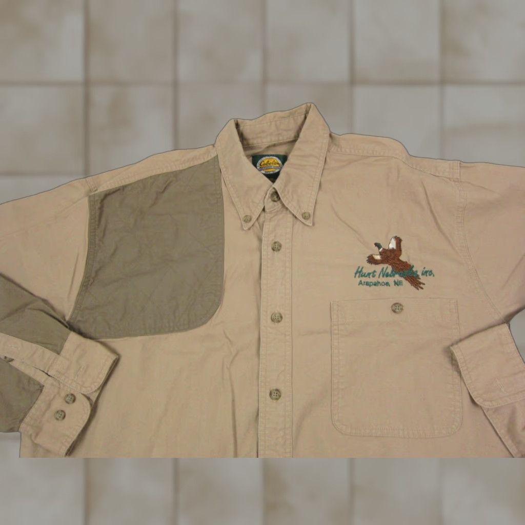 Vintage Cabela's Shirt Men XLT Button-Up Long Sleeve Collared Brown Tan Canvas Cotton 90s Size US XL / EU 56 / 4 - 1 Thumbnail