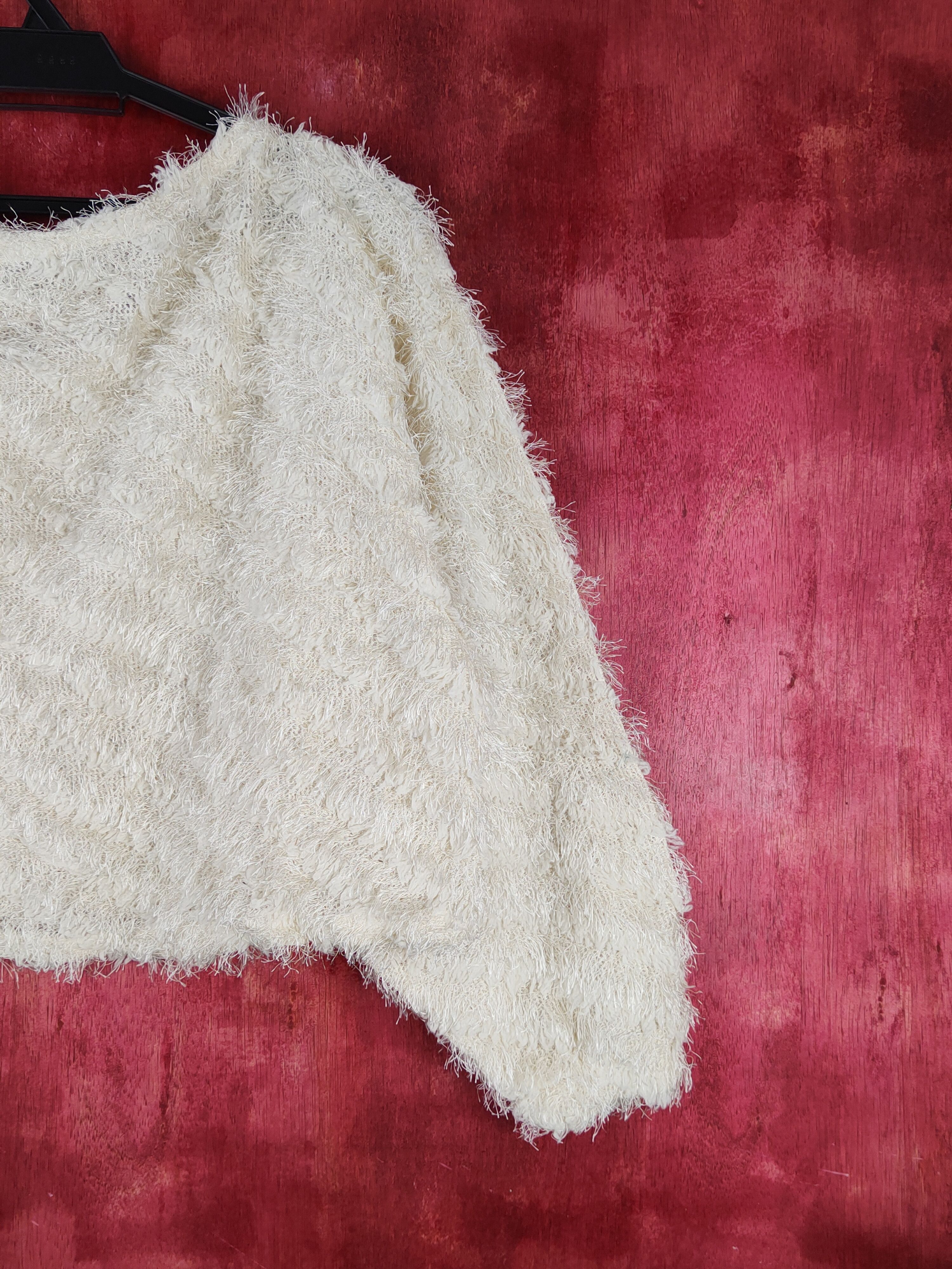 Homespun Knitwear Anzu Cream Shag Shaggy Fur Mohair Knitwear #S1887 Size M / US 6-8 / IT 42-44 - 9 Thumbnail
