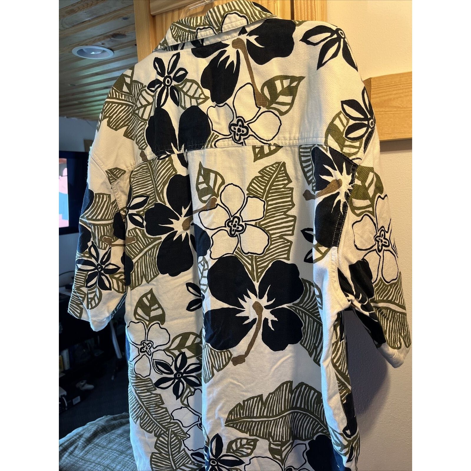 Bullhead Denim Co. Bullhead Vintage Men's XL White Black Cotton Hawaiian Shirt Size US XL / EU 56 / 4 - 11 Thumbnail