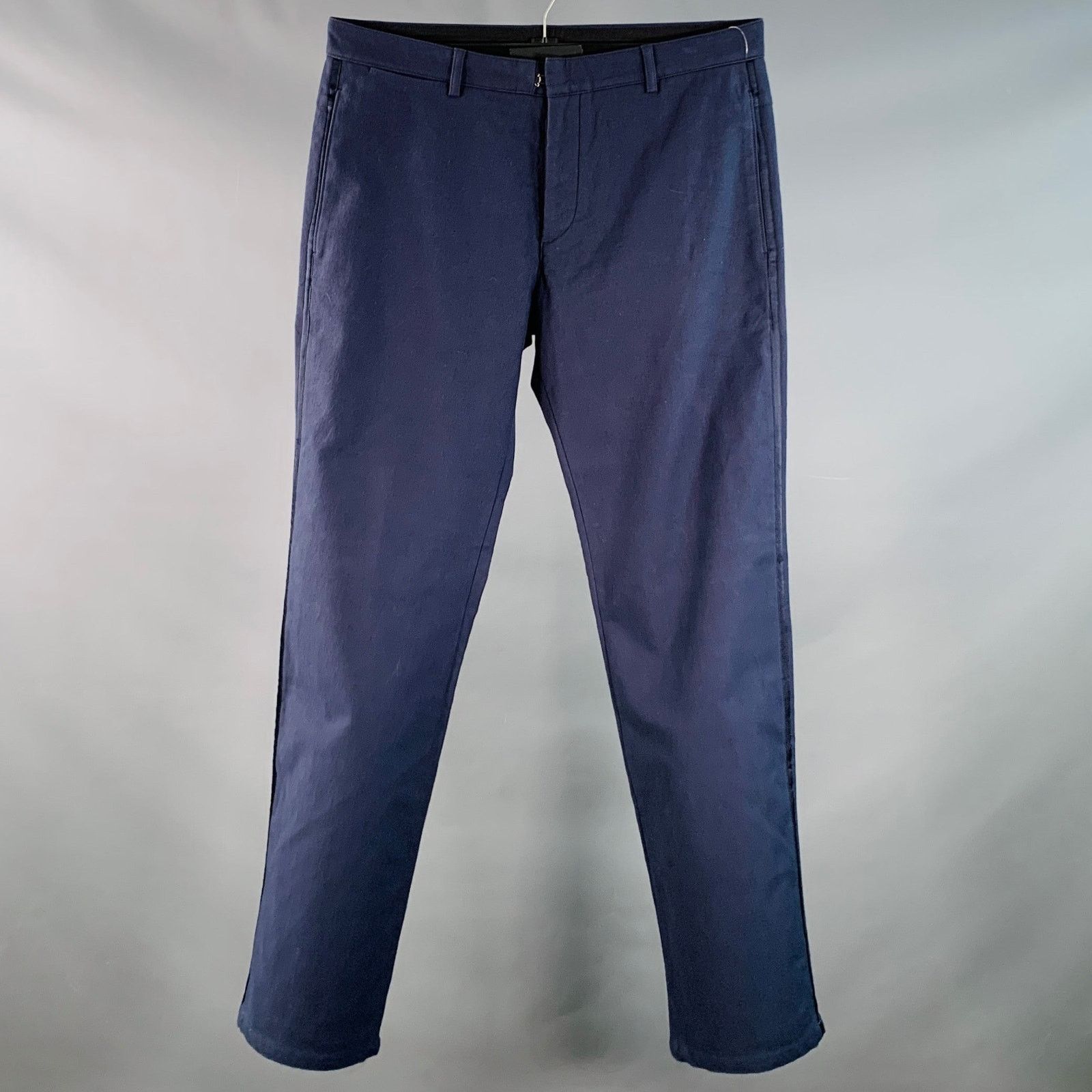 NEWYORKINDUSTRIE NEW INDUSTRIE Navy Cotton Tuxedo Button Fly Dress Pants Size US 32 / EU 48 - 1 Thumbnail