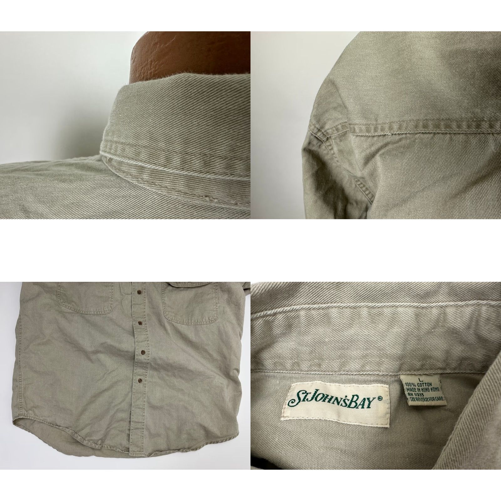 Vintage VINTAGE St. John's Bay Shirt Men L Oversized Button-Up Twill Beige 90s Pigment Dyed Midweight Casual Size US L / EU 52-54 / 3 - 8 Thumbnail