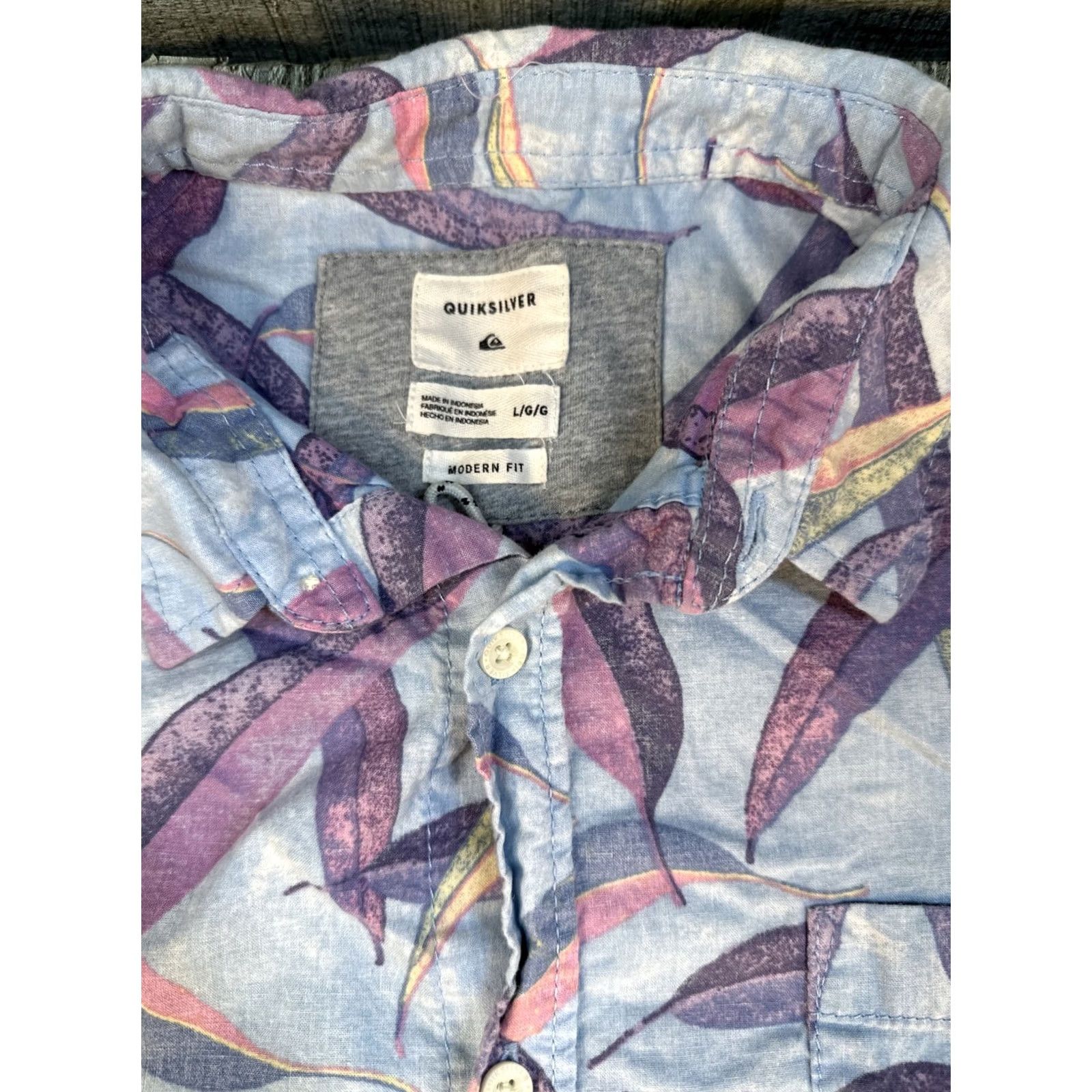 Quiksilver Quiksilver Shirt Short Sleeve Multicolor Leaf Print Button-Up Men L Tropical Spring Summer Size US L / EU 52-54 / 3 - 3 Thumbnail