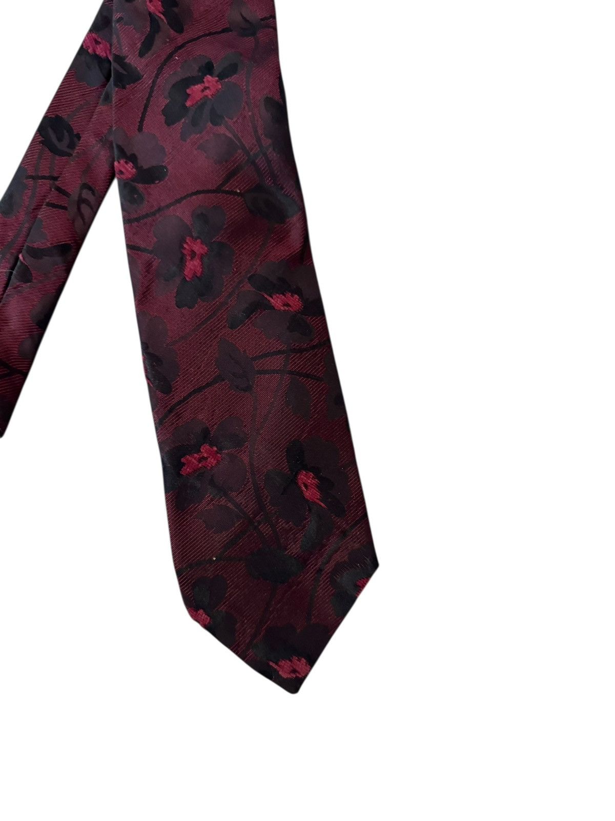 Kenzo Kenzo floral burgundy silk tie Size 34 - 3 Thumbnail