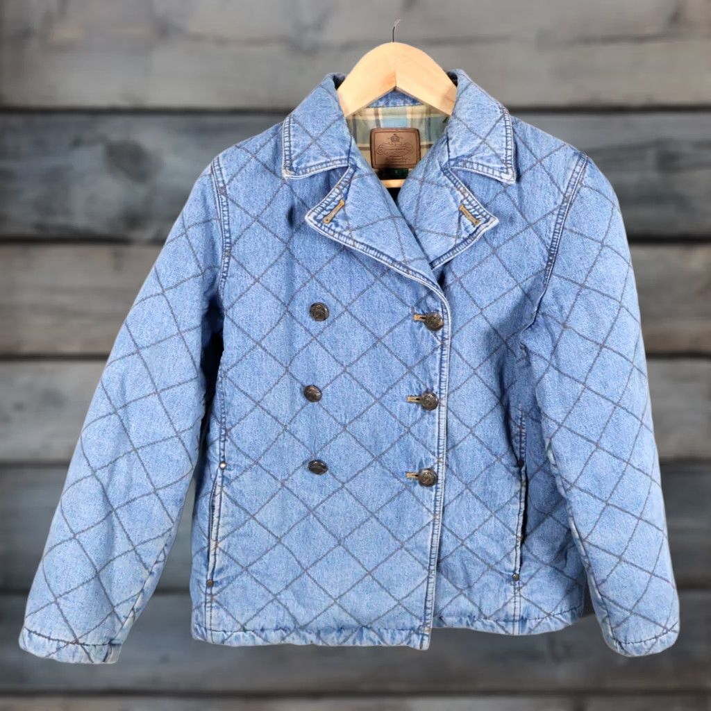 Vintage Lauren Jeans Co. Polo Ralph Blue Quilted Double Breasted Peacoat Women's Small Size 28" / US 6 / IT 42 - 1 Thumbnail