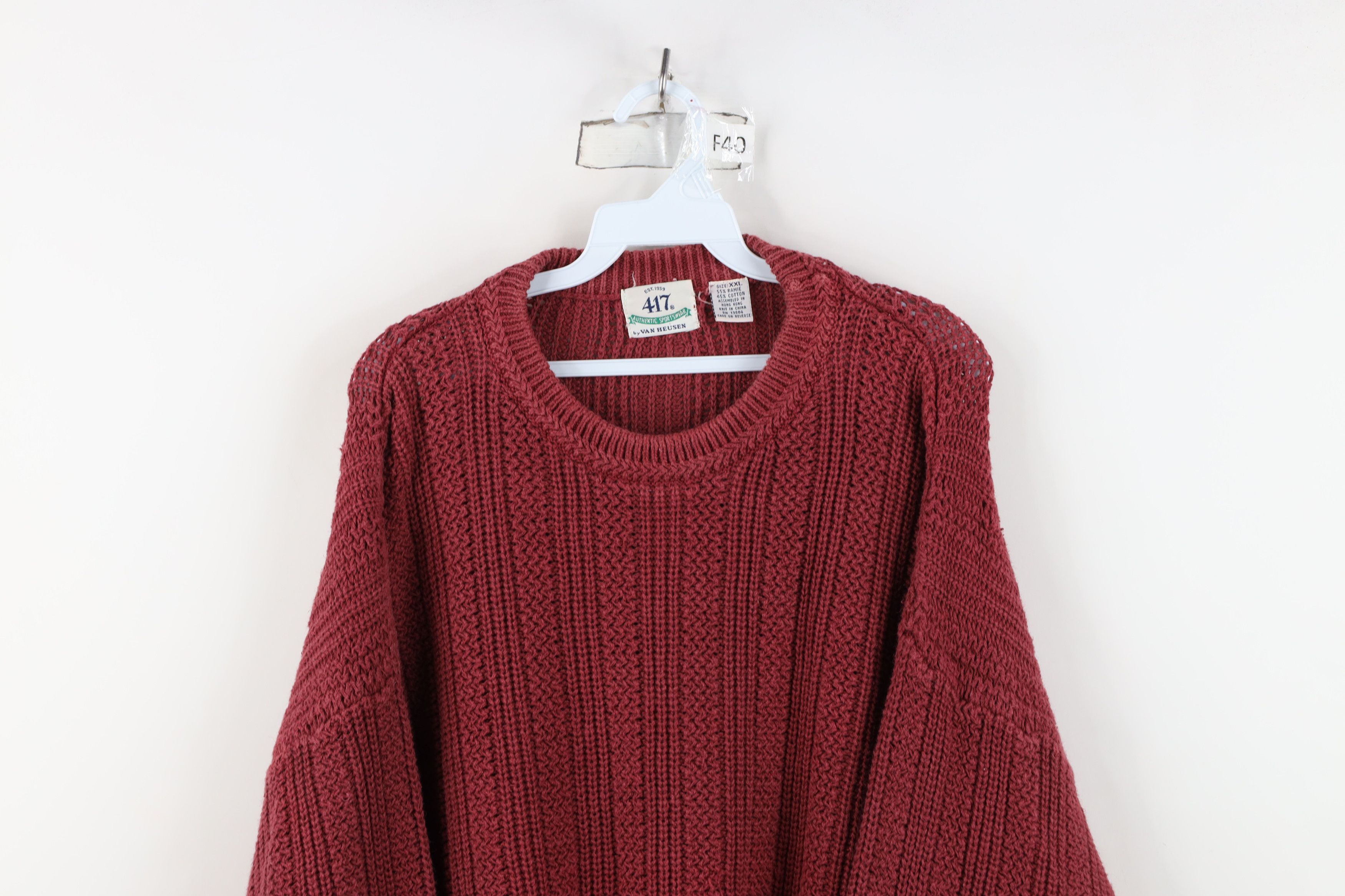 Vintage Vintage 90s Streetwear Blank Chunky Ribbed Knit Sweater Red Size US XXL / EU 58 / 5 - 2 Thumbnail