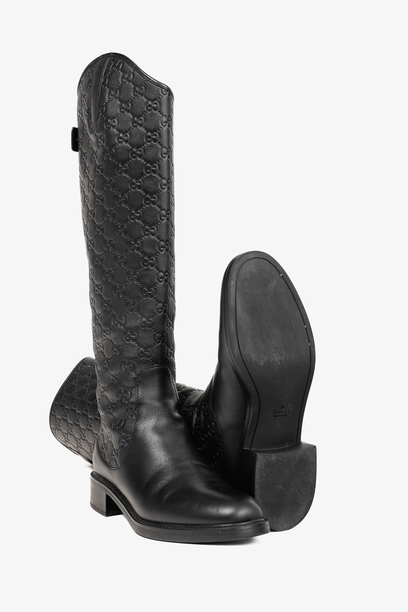 Gucci Gucci Maud Nero Guccissima Leather Knee-High Riding Boots Size US 8.5 / IT 38.5 - 3 Thumbnail