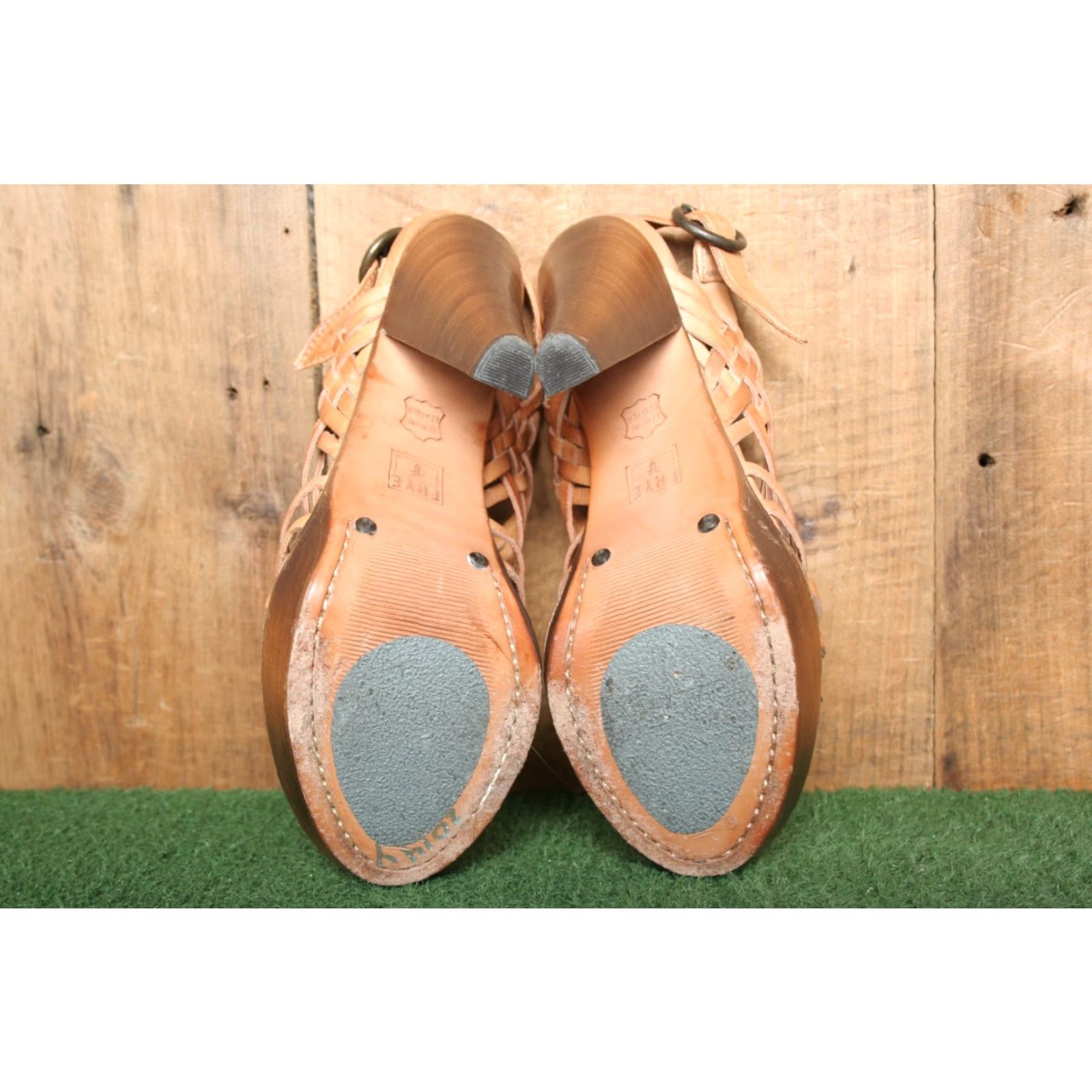 Frye FRYE Joy Tan Leather Slingback Platform Huarache Sandals Buckle 5" Heel Sz 9B Womens Size US 9 / IT 39 - 5 Thumbnail