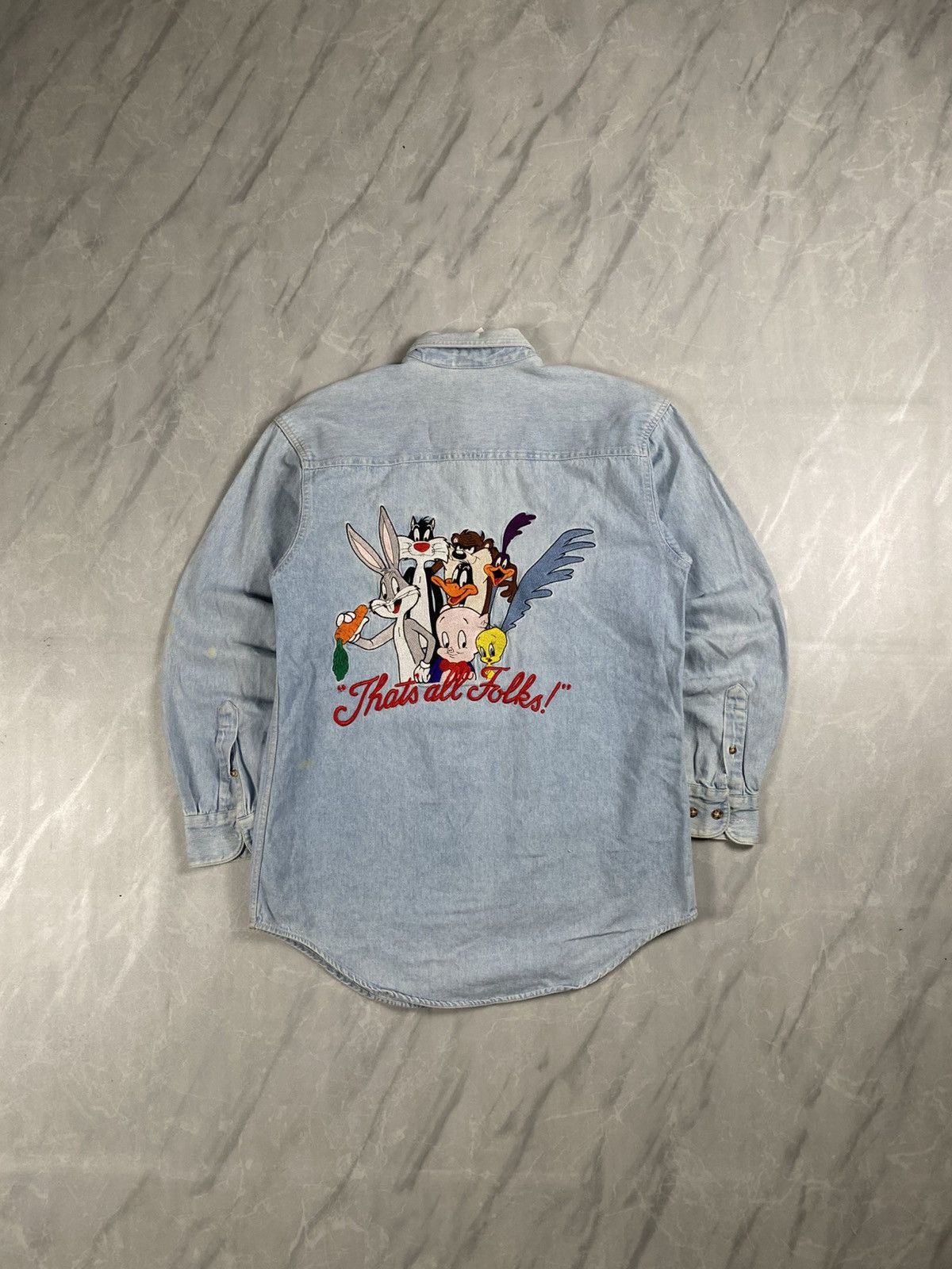 Warner Bros Rare Vintage 1994 Acme Looney Tunes Denim Overshirts Size US M / EU 48-50 / 2 - 1 Thumbnail
