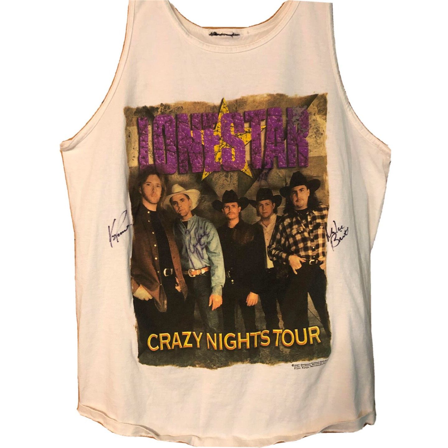 Gildan Lone Star 1997 All Band Autograph Crazy Night Tour White Tan Size US M / EU 48-50 / 2 - 1 Thumbnail