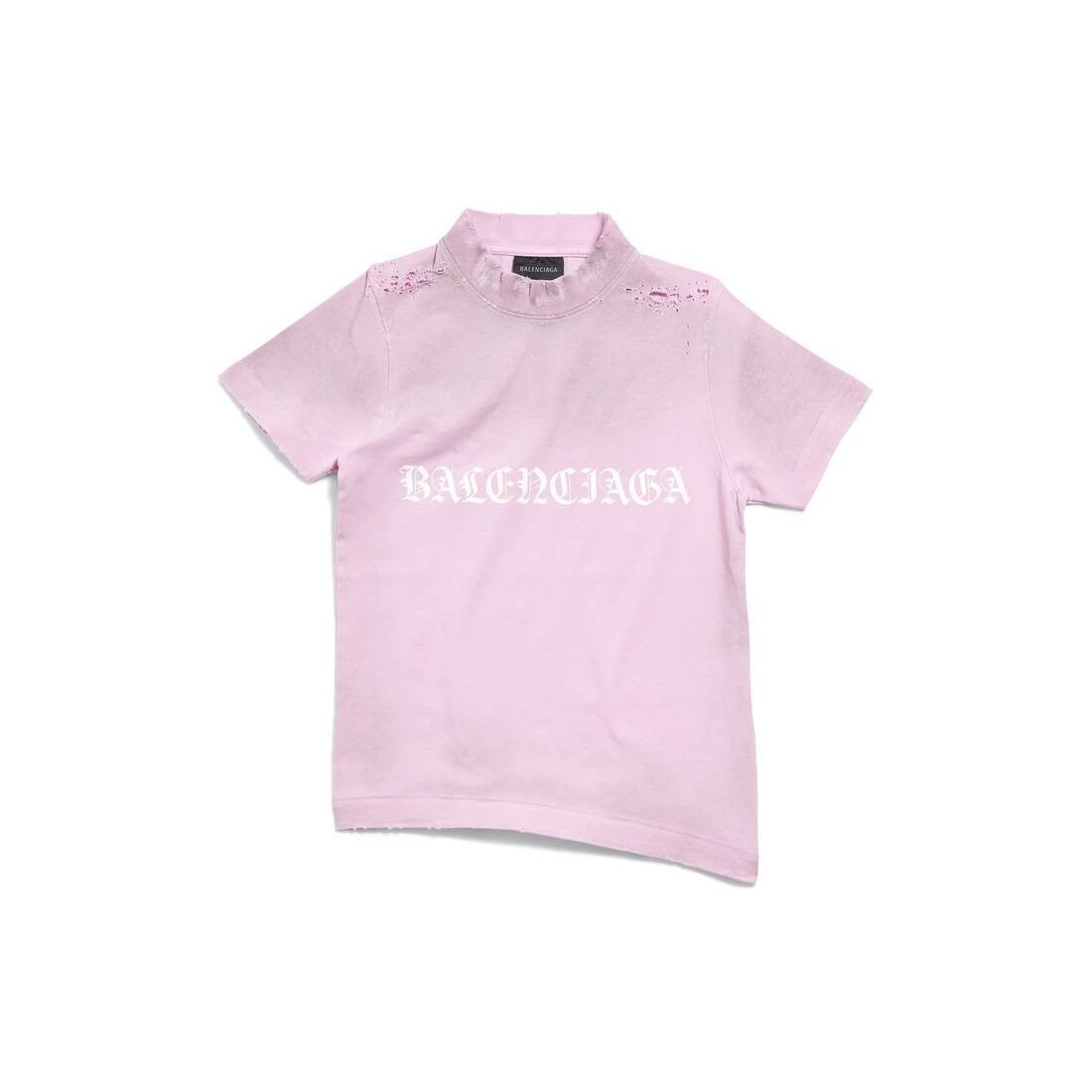 Balenciaga o1tr1nto0725 Gothic Type Shrunk T-Shirt Bodycon Fit in Pink Size S / US 4 / IT 40 - 1 Thumbnail