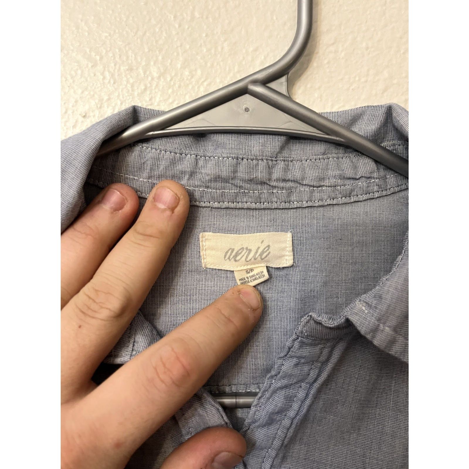 Vintage Aerie Women's Blue Chambray Button-Up Shirt S Size S / US 4 / IT 40 - 2 Thumbnail