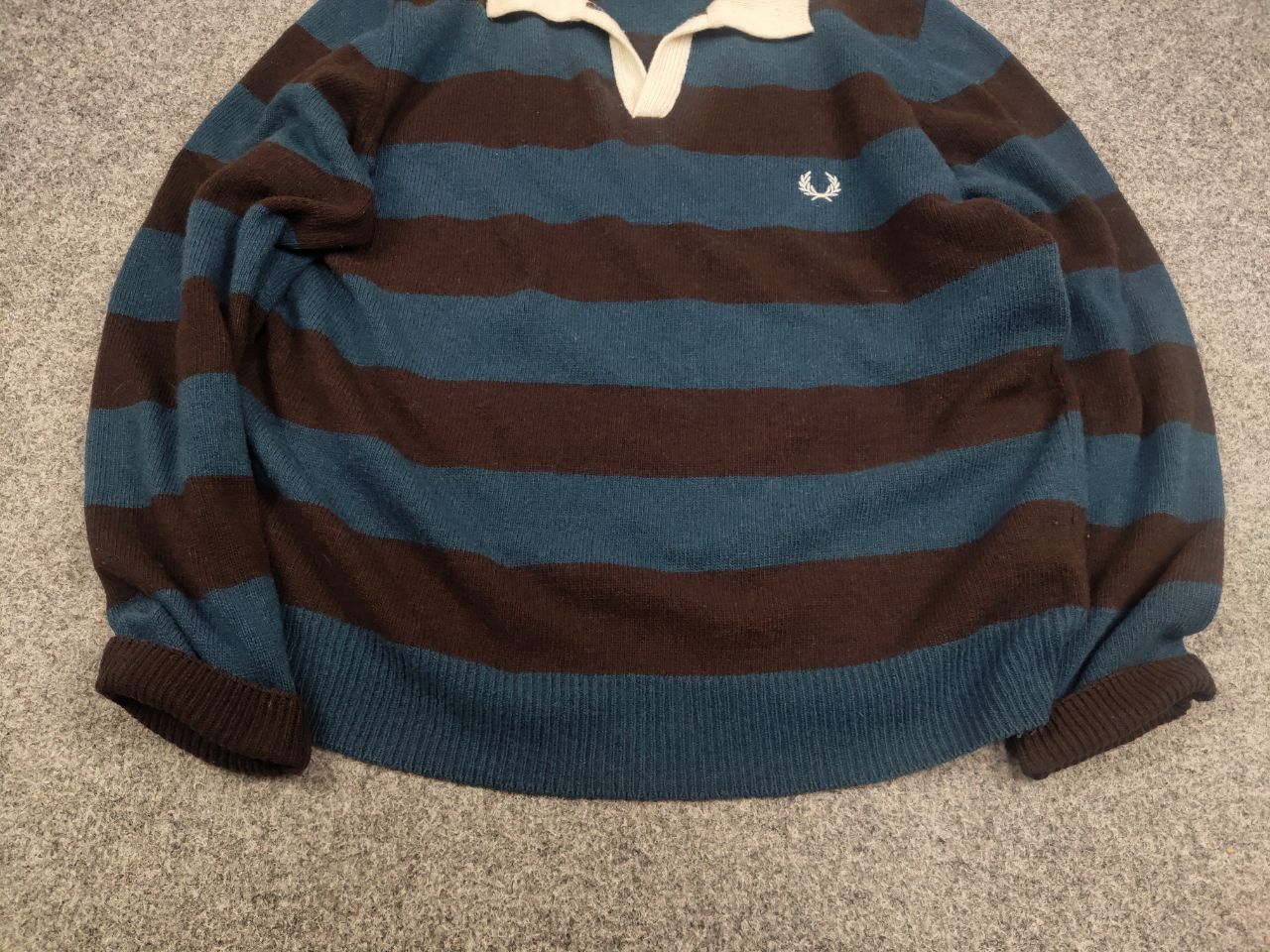 Fred Perry Vintage Fred Perry Raf Simons Style Wool Striped Sweater Size US L / EU 52-54 / 3 - 5 Thumbnail