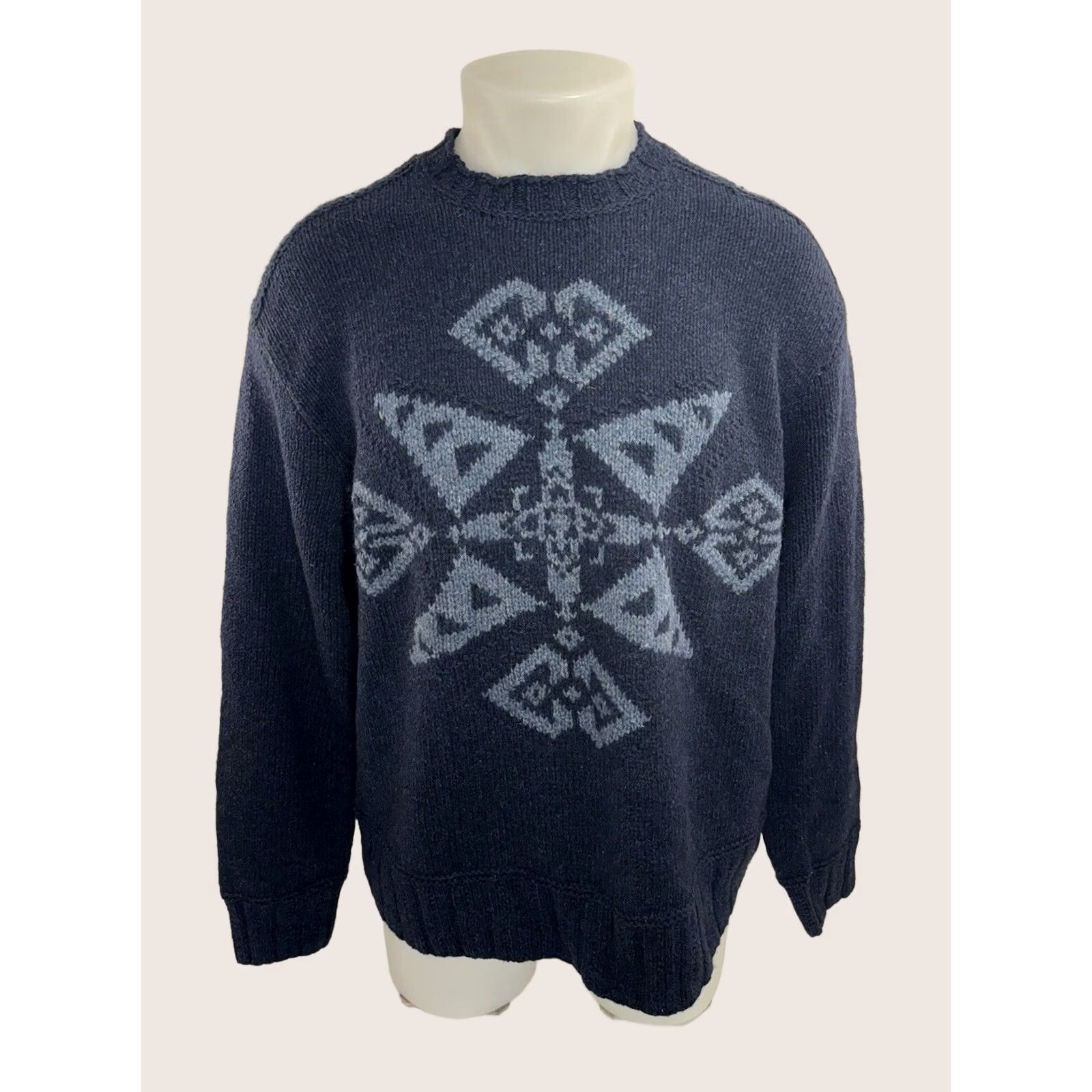Ralph Lauren POLO RALPH LAUREN Sweater Mens L Silk Wool Hand Knit Pullover Blue Size US L / EU 52-54 / 3 - 1 Thumbnail