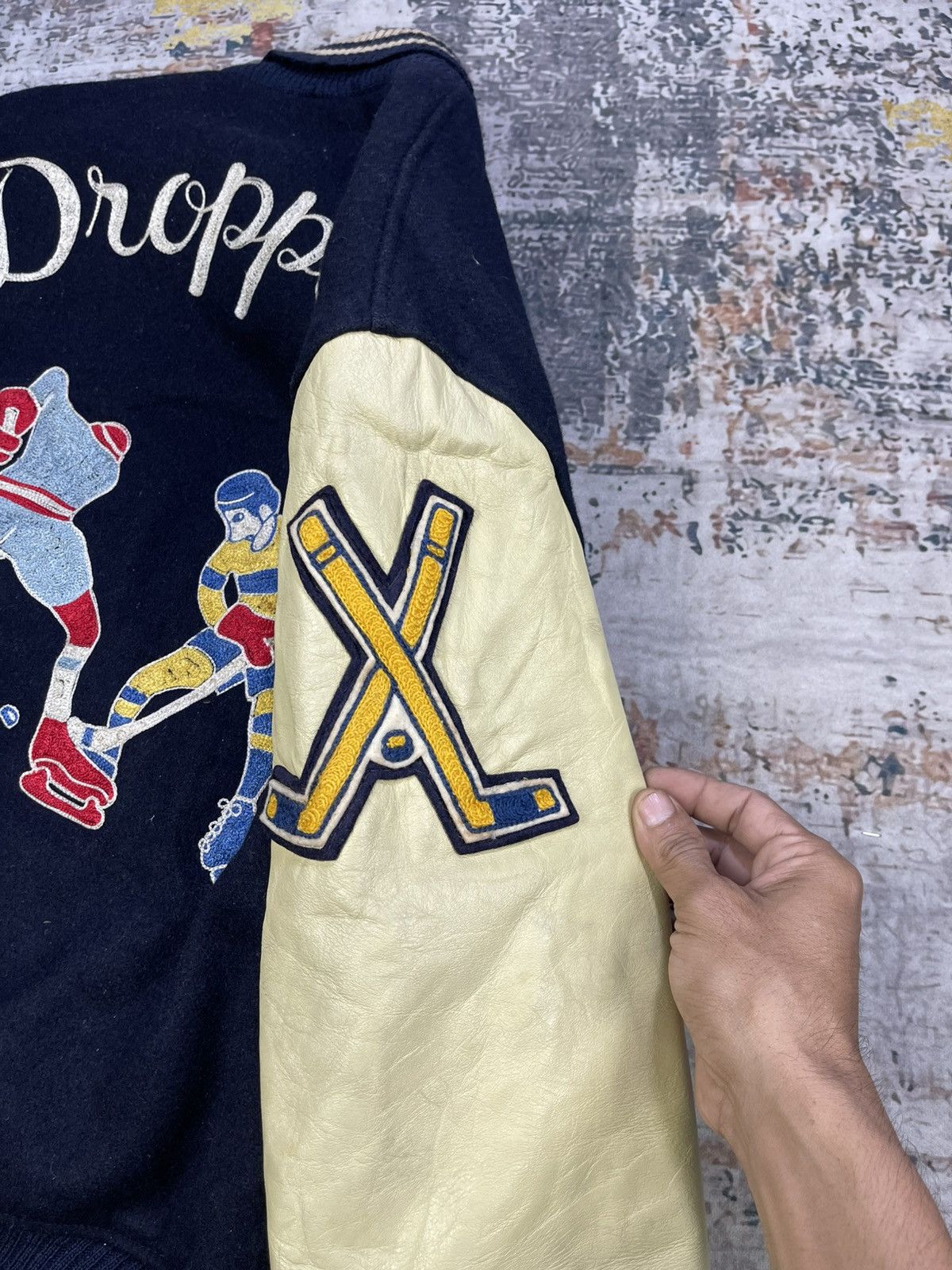 Vintage Vtg 70s Butwin “Droppers Hockey” Varsity Jacket Size US L / EU 52-54 / 3 - 13 Thumbnail
