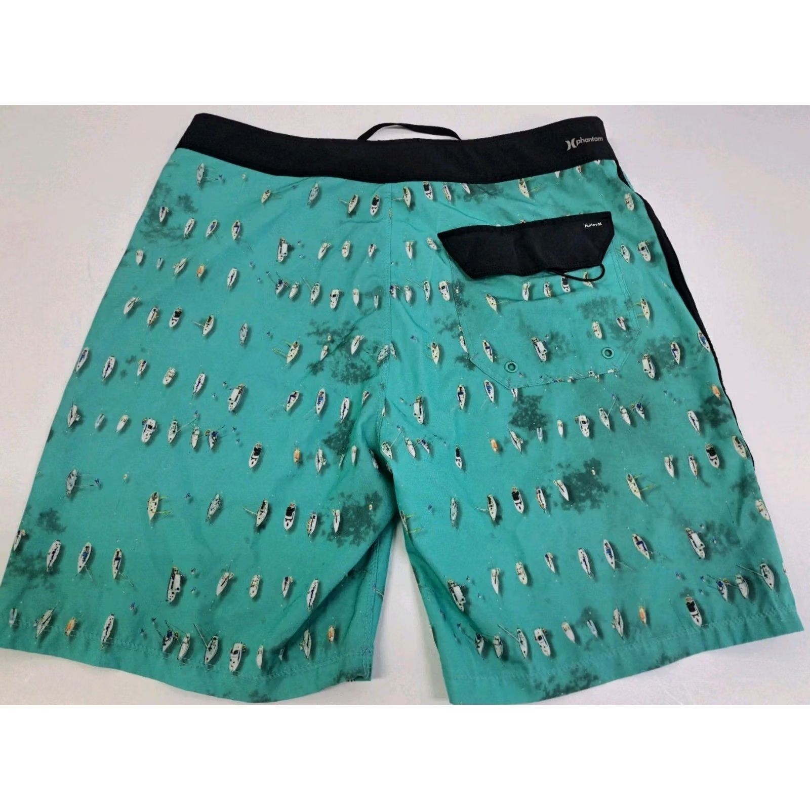 Hurley Hurley Mens Phantom Board Shorts Green Boat Print Size 29 7" #7446 Size US 29 - 3 Thumbnail