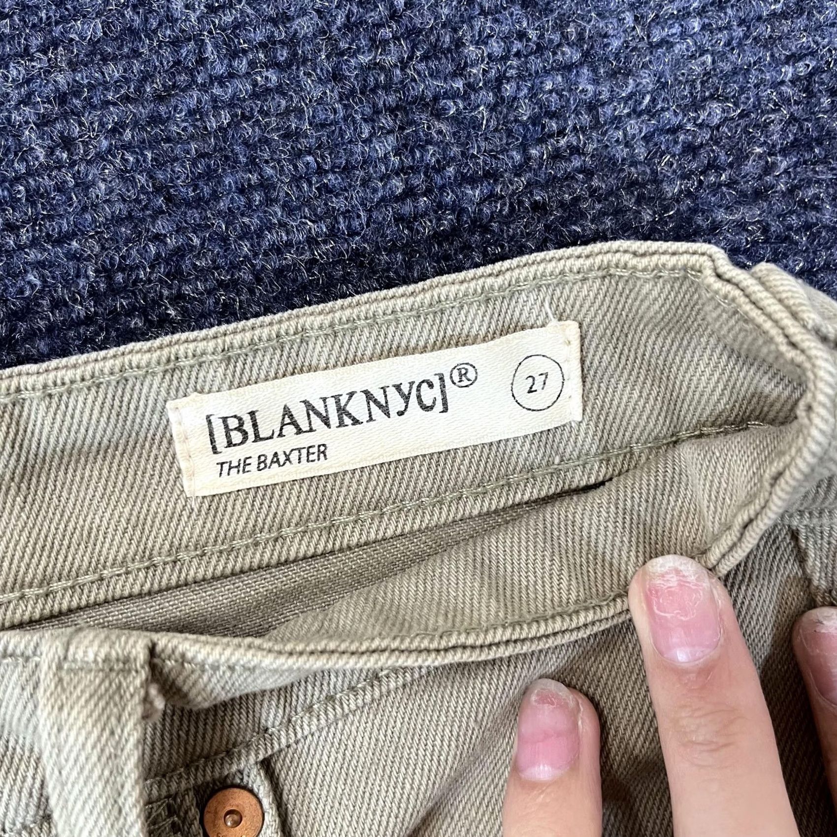 Vintage BLANKNYC The Baxter Pants Womens 27 Beige Straight Leg High Rise Utility Jeans Sheer Beige Khaki Pockets Size 27" / US 4 / IT 40 - 3 Thumbnail