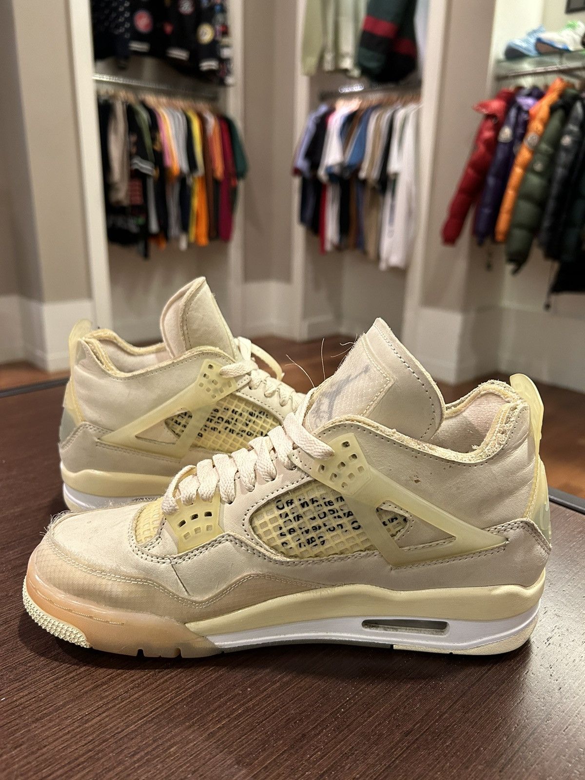 Jordan Brand × Off-White Jordan 4 Retro Off-White Sail (Women's) Size US 7 / EU 40 - 3 Thumbnail