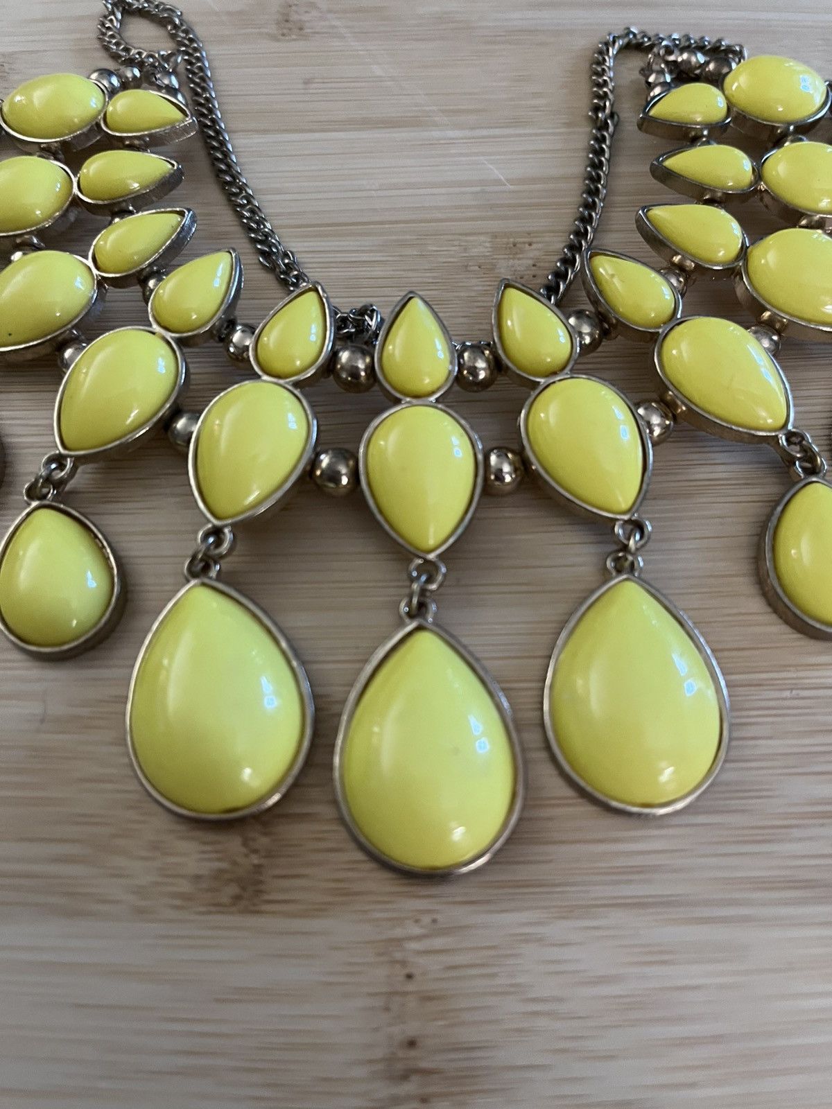 Other Yellow Teardrop Bib Statement Necklace Silver Tone 2010s Size ONE SIZE - 2 Thumbnail