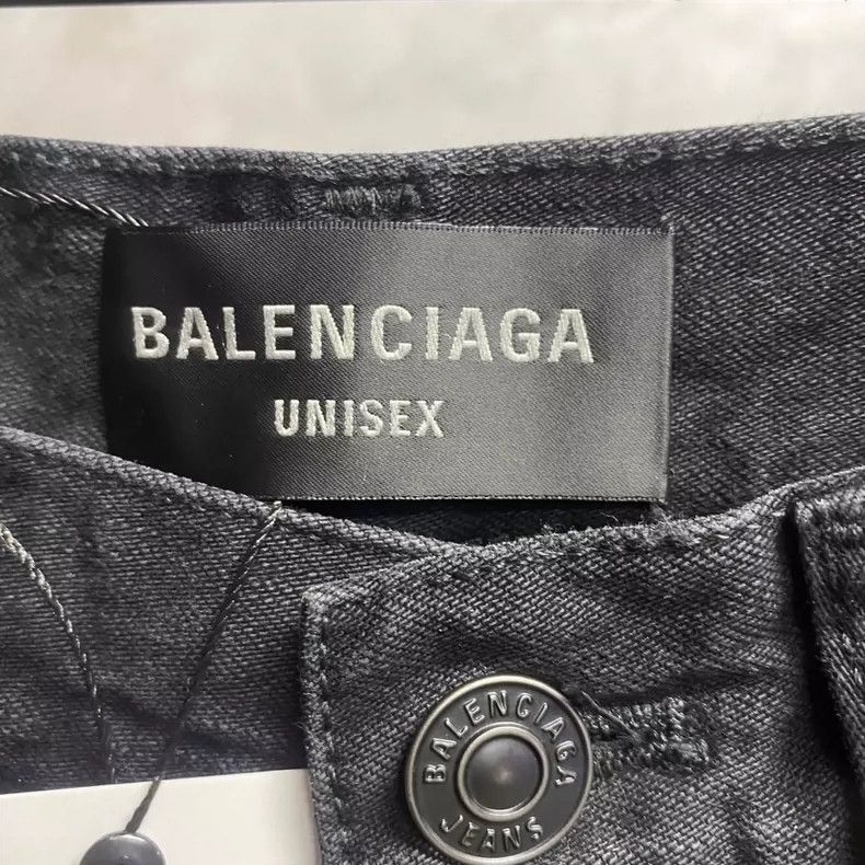 Balenciaga Balenciaga size S Black Leather Brand Wide Leg Jeans Size US 26 / EU 42 - 3 Thumbnail