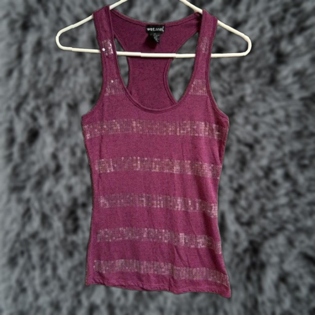 Vintage Wet Seal Tank Top Womens XS Sequins Embellished Fairy Grunge Festival 90s Y2K Tank Womens XS Purple Sequin Casual Vintage No Size XS / US 0-2 / IT 36-38 - 1 Thumbnail