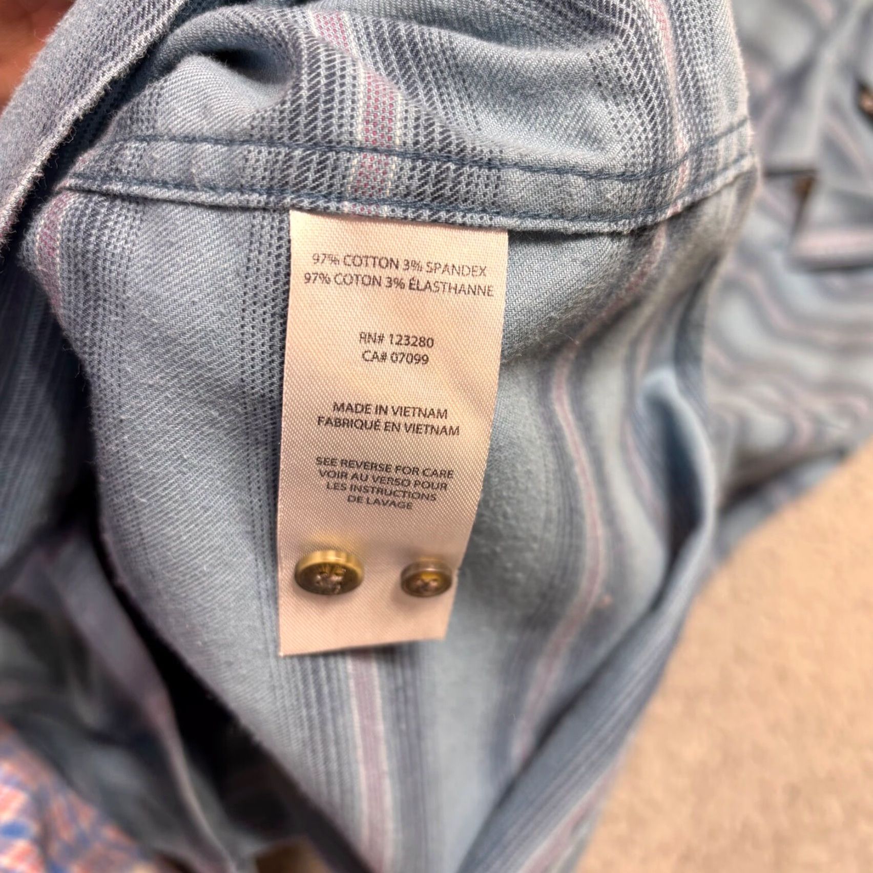 TravisMathew Travis Mathew Shirt Mens L Blue Striped Cotton Blend Long Sleeve Button-Up Casual Classic Preppy Fall Winter Sports Size US L / EU 52-54 / 3 - 4 Thumbnail