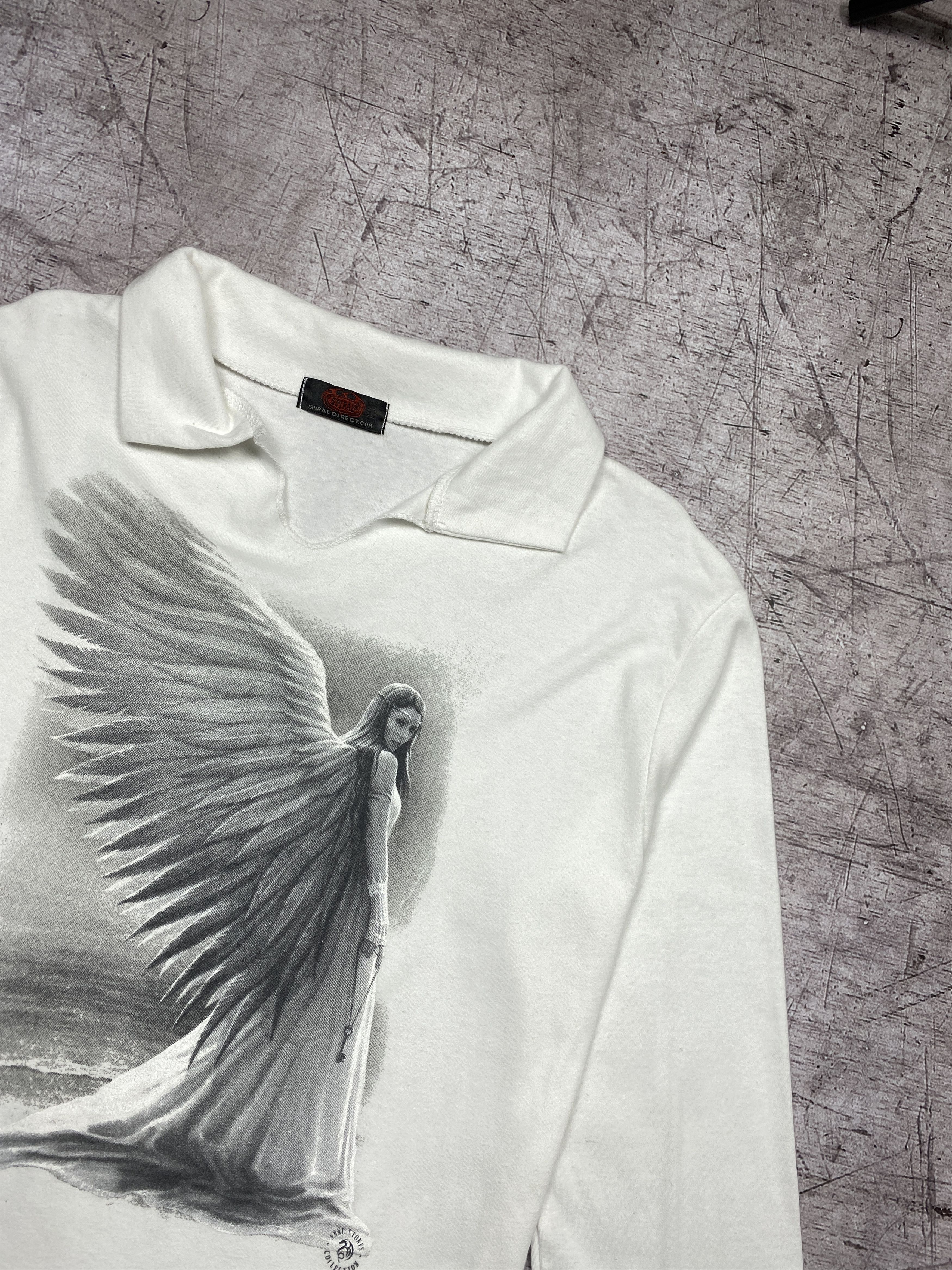 Vintage Spiral Angel Print Vintage Long Sleeve T-Shirt Size L / US 10 / IT 46 - 2 Thumbnail