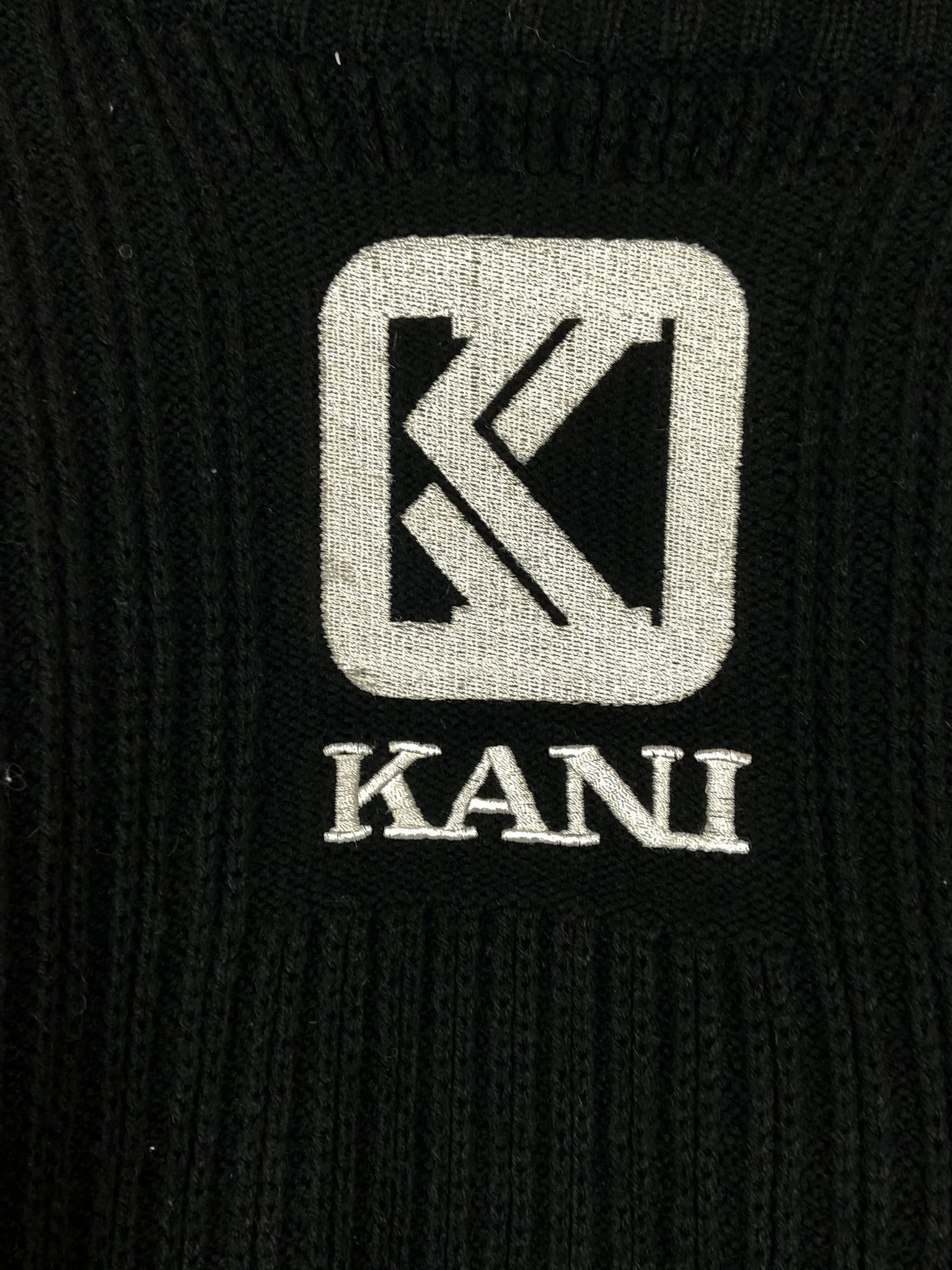 Karl Kani Karl Kani Vintage Knit Sweater Black Grey Y2K 90s Logo Size US L / EU 52-54 / 3 - 8 Thumbnail