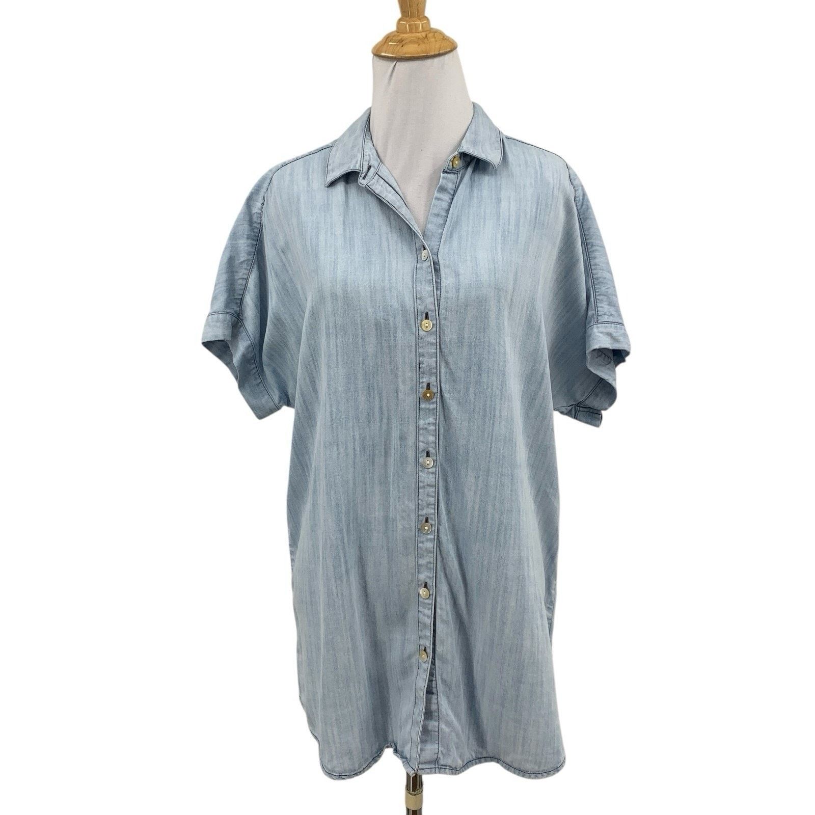 & Other Stories Soft Surroundings Chambray Button-Front Top XL Short Sleeve Size XL / US 12-14 / IT 48-50 - 1 Thumbnail