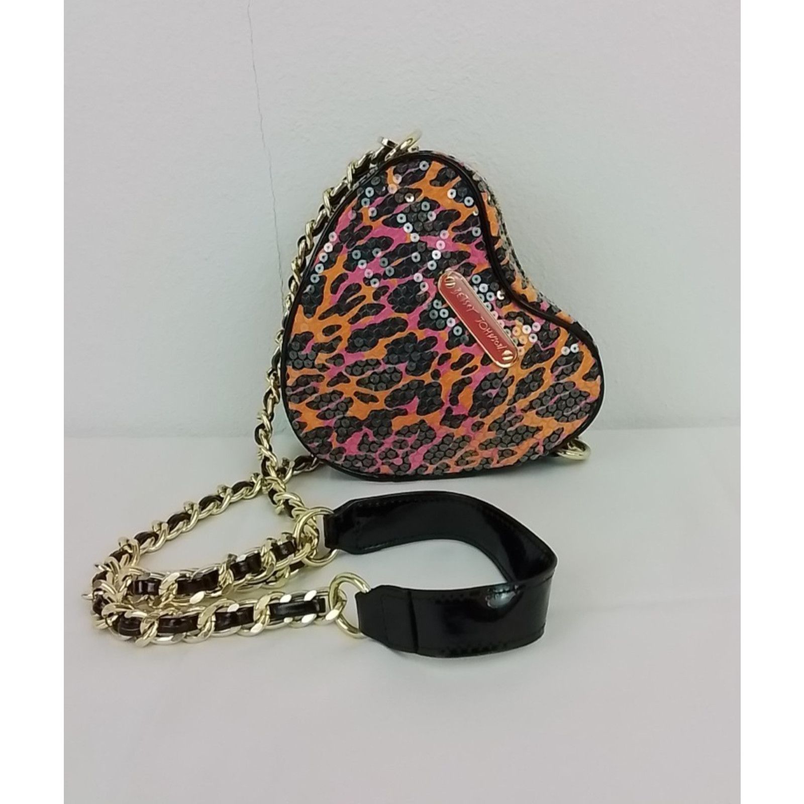 Betsey Johnson Betsey Johnson Purse Orange/Pink Sequin Heart Shaped Size ONE SIZE - 3 Thumbnail