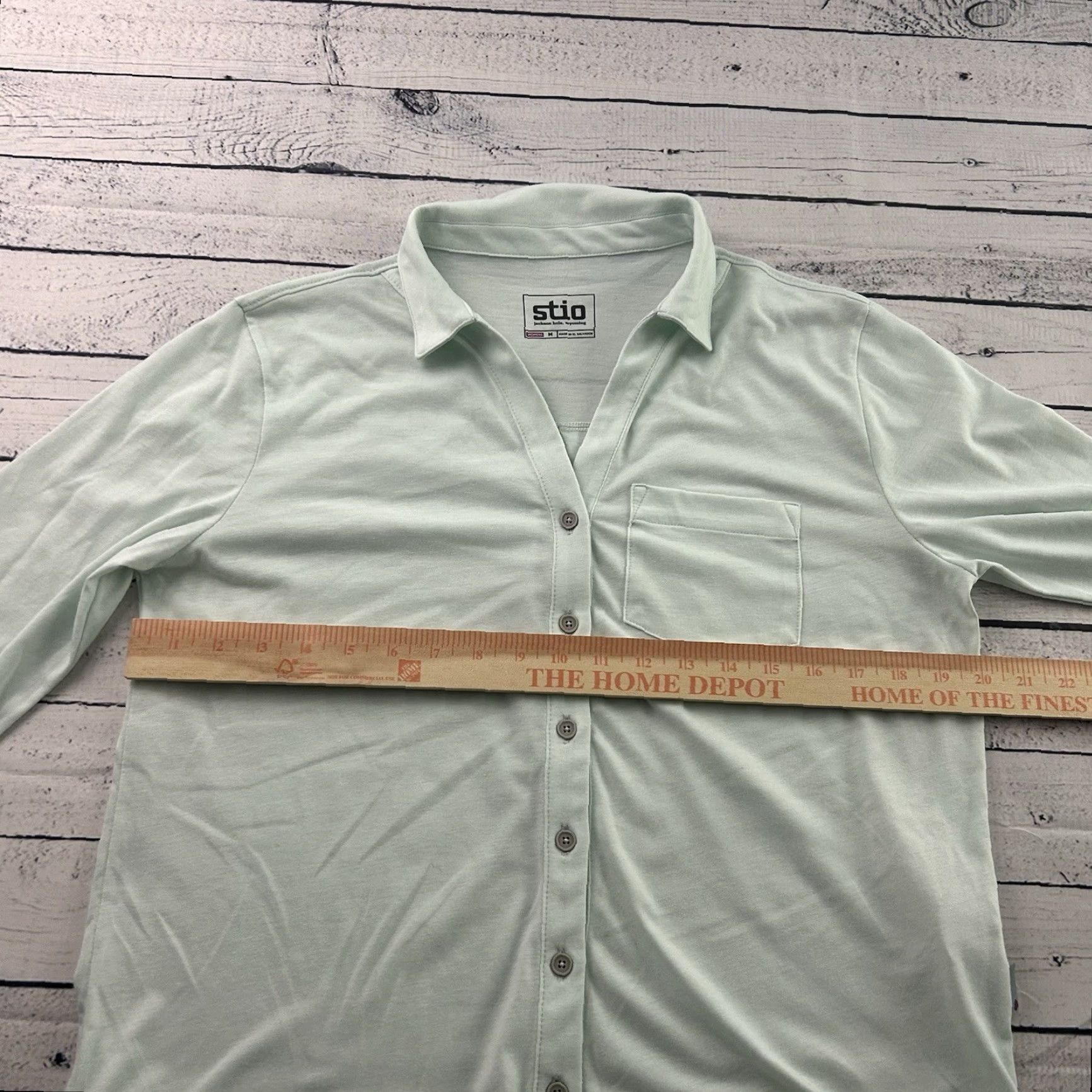 Vintage Stio Long Sleeve Button-Front Top Women's Med Blue Green Organic Cotton Blend Shirt M Blue Women Size M / US 6-8 / IT 42-44 - 4 Thumbnail