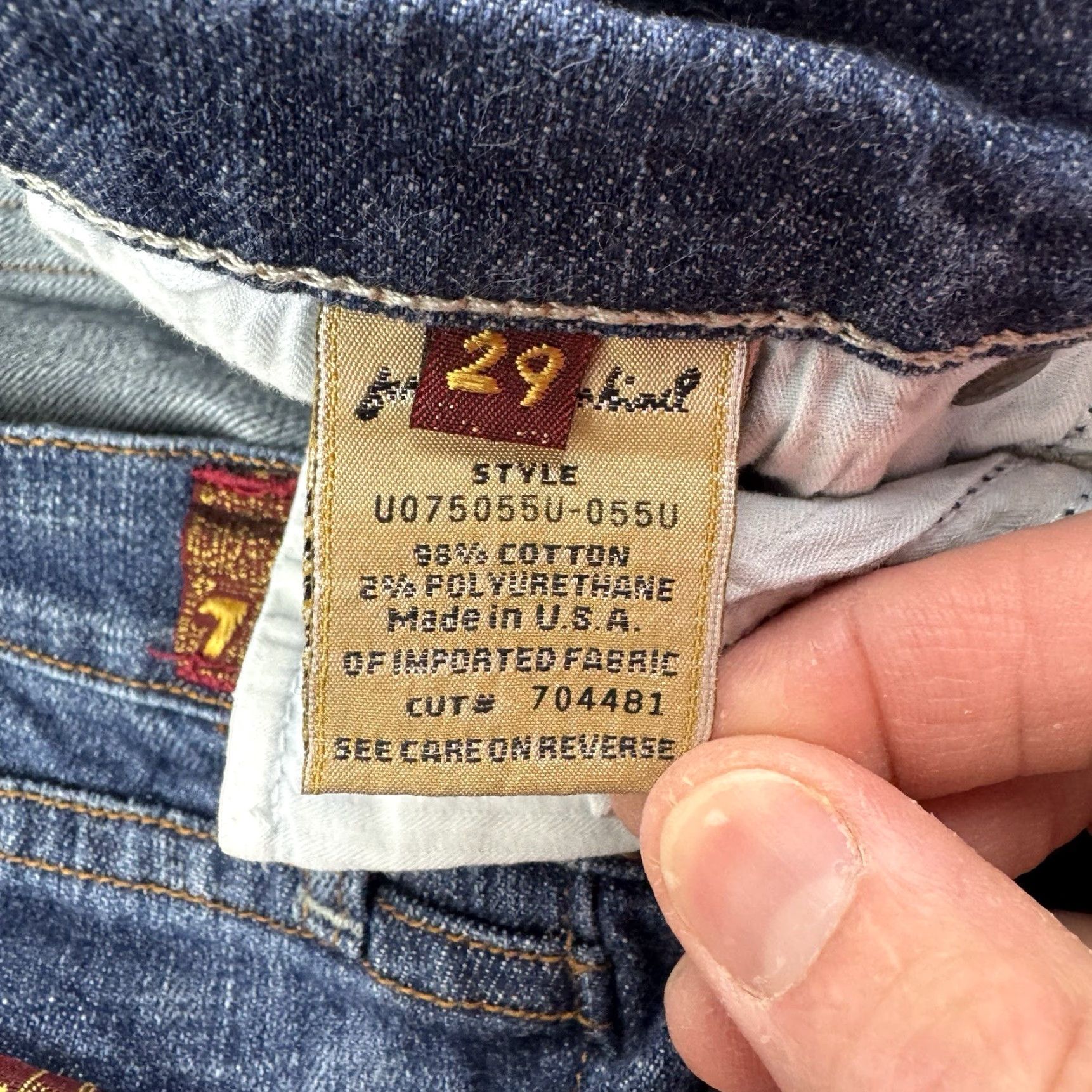 7 For All Mankind VINTAGE 7 For All Mankind Jeans Bootcut Womens 29 Blue Y2K Hipster Bejeweled Low Rise 31in Inseam Size 29" - 4 Thumbnail